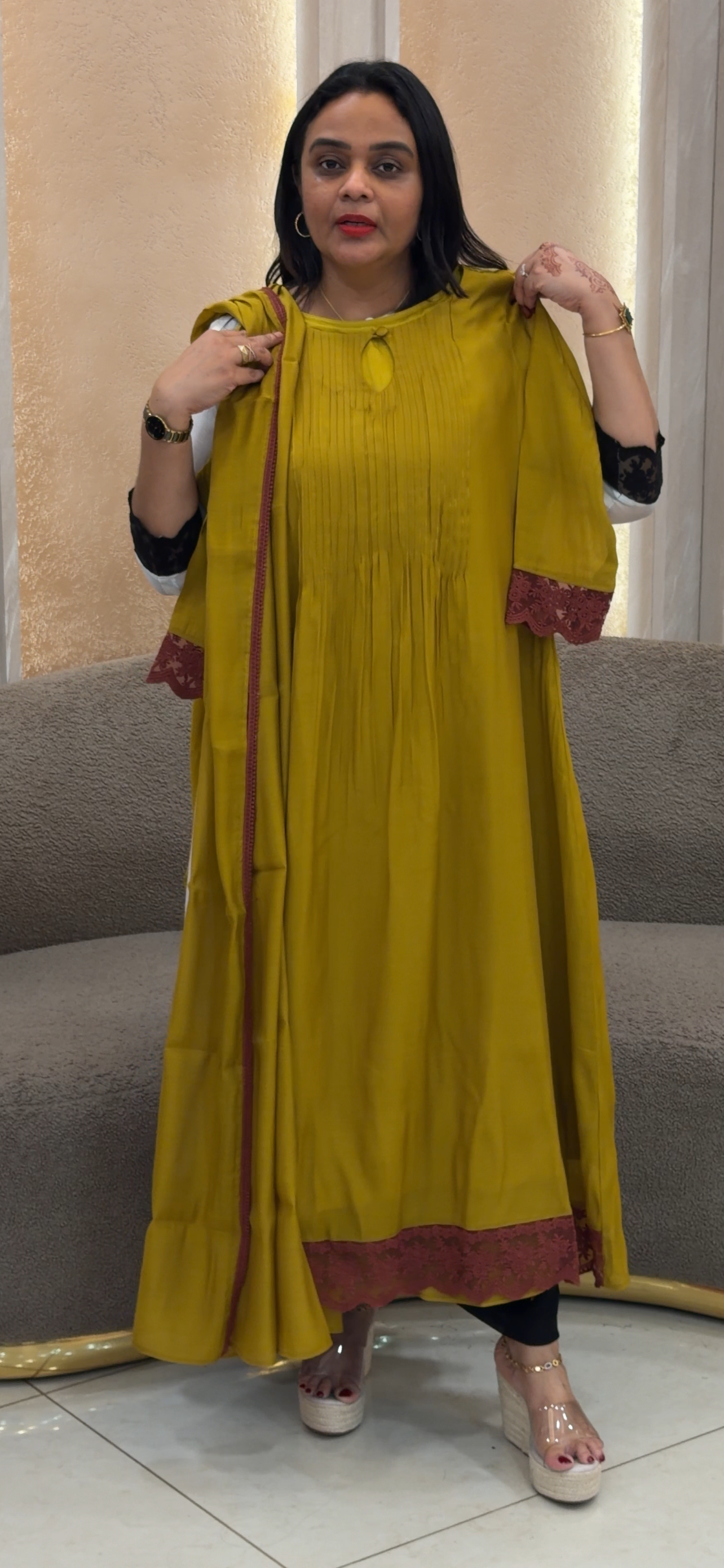 IHA'S IN-HOUSE MUL CHANDERI ALIEN TOP AND DUPATTA -  IHA 33756