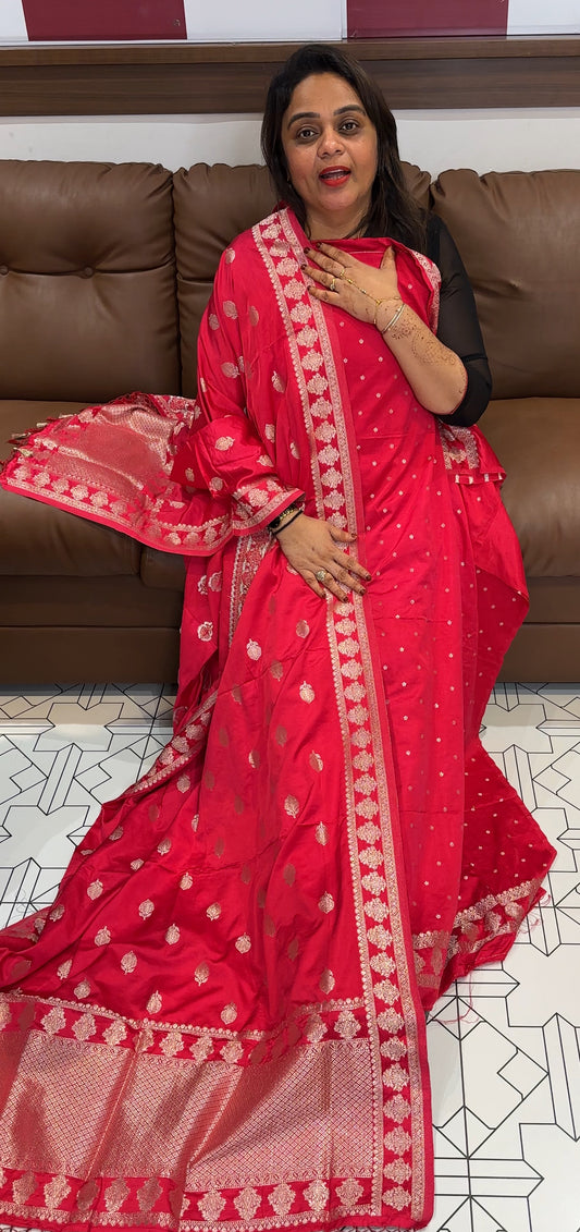SILK KATAN UNSTITCHED SALWAR SUITS- IHA 23925