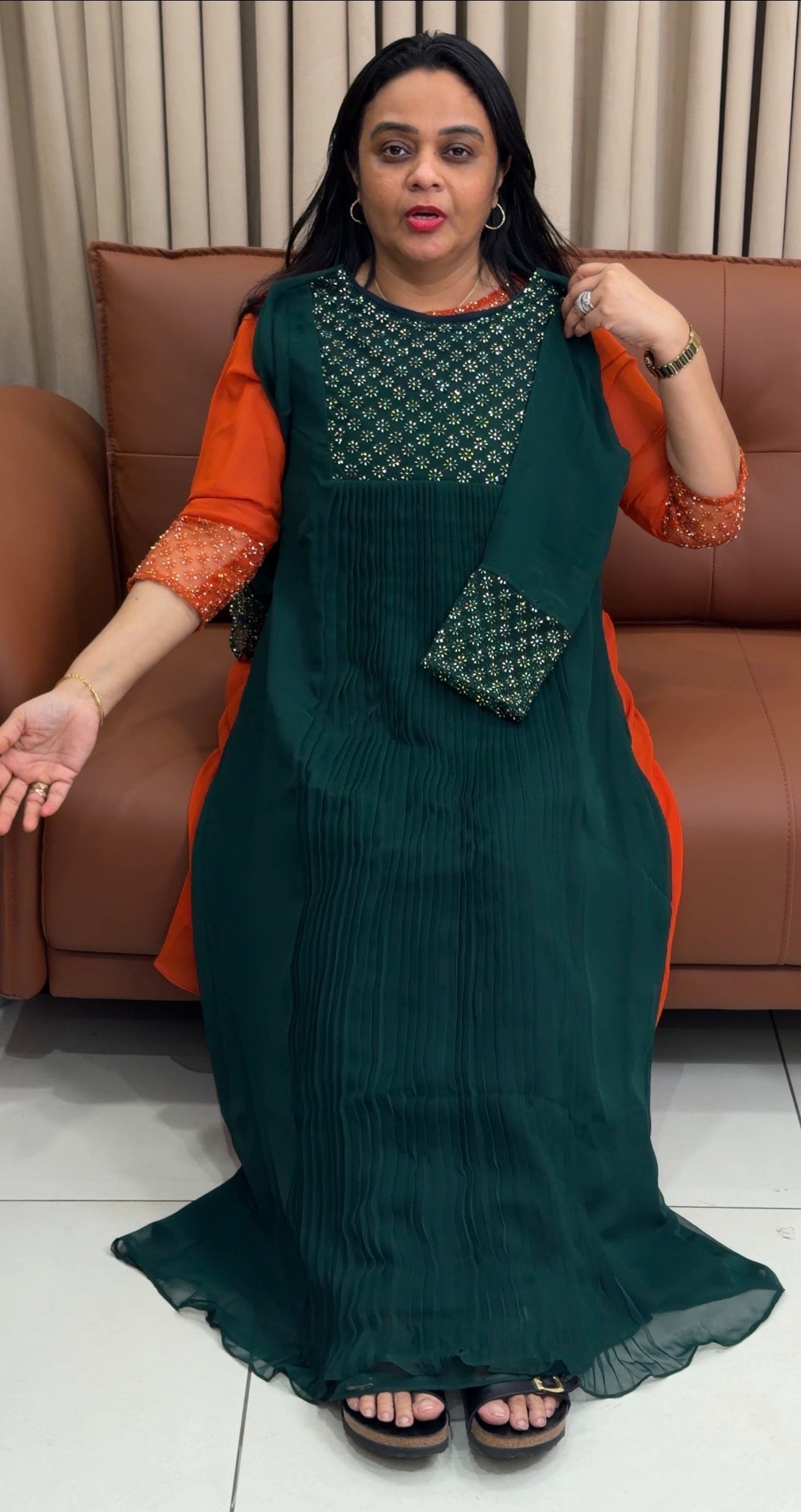 IHA'S IN- HOUSE HAND WORKED PLEATED ALINE TOPS - IHA 34882