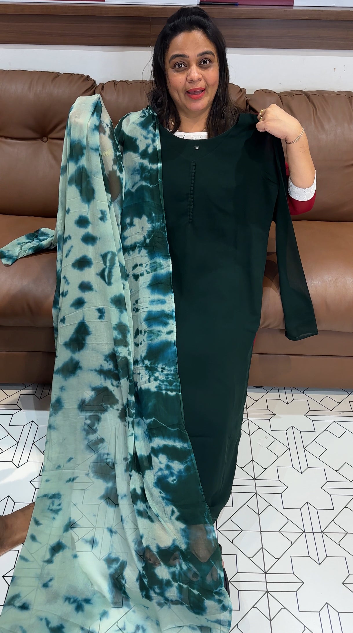 FAUX GEORGETTE TOP AND DUPATTA - IHA 27851