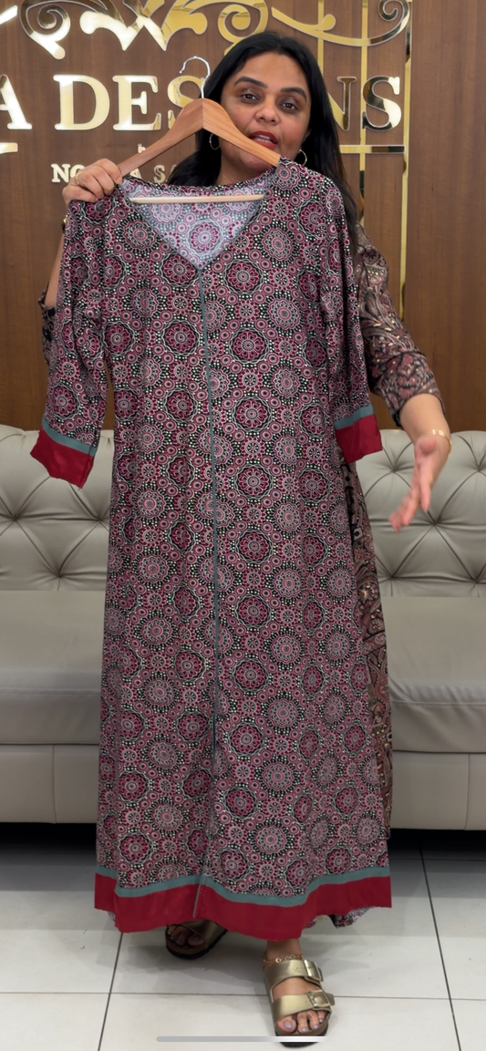 AJRAKH PRINTED VISCOSE RAYON TOPS - IHA 30915