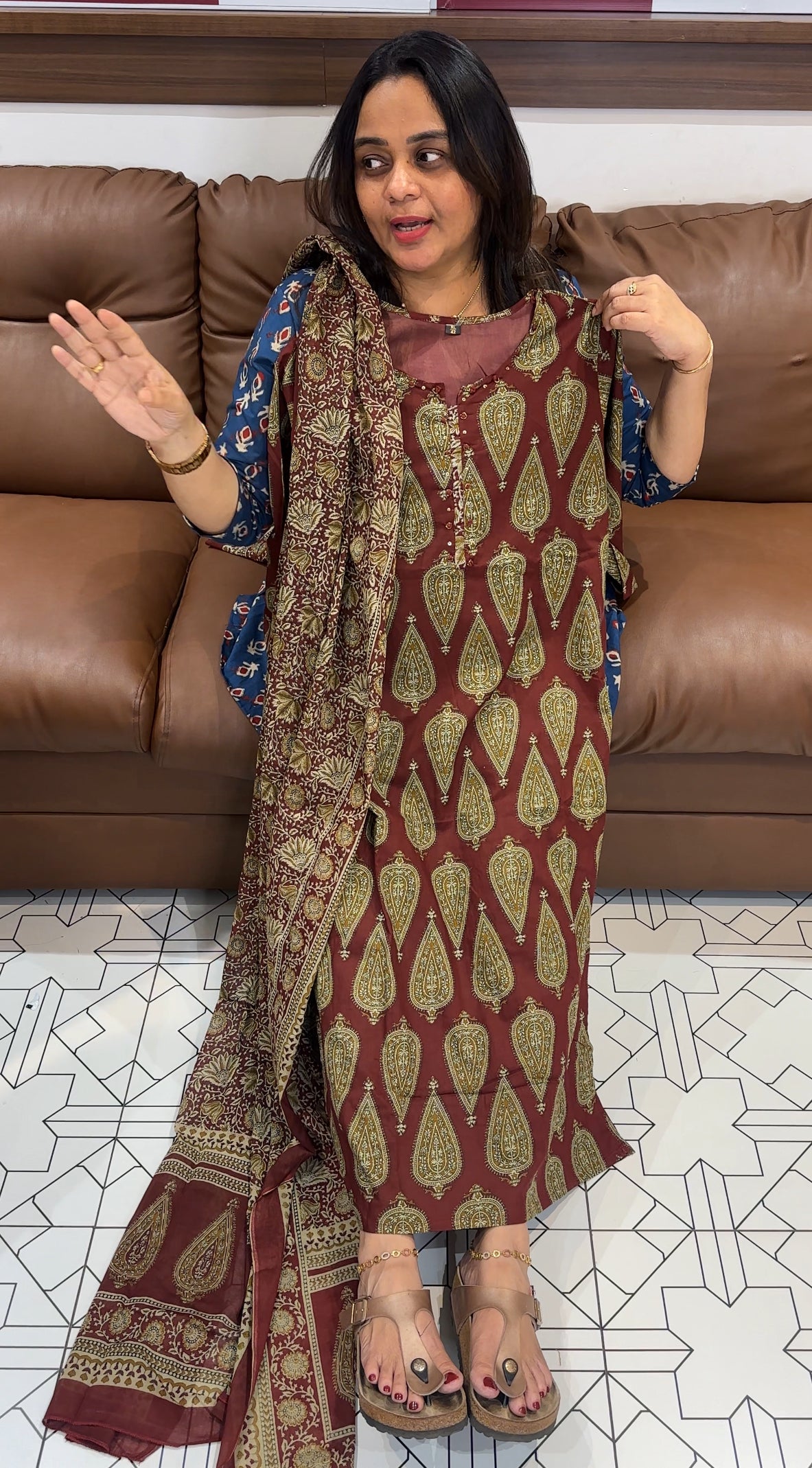PRINTED COTTON TOP, BOTTOM AND DUPATTA - IHA 27277