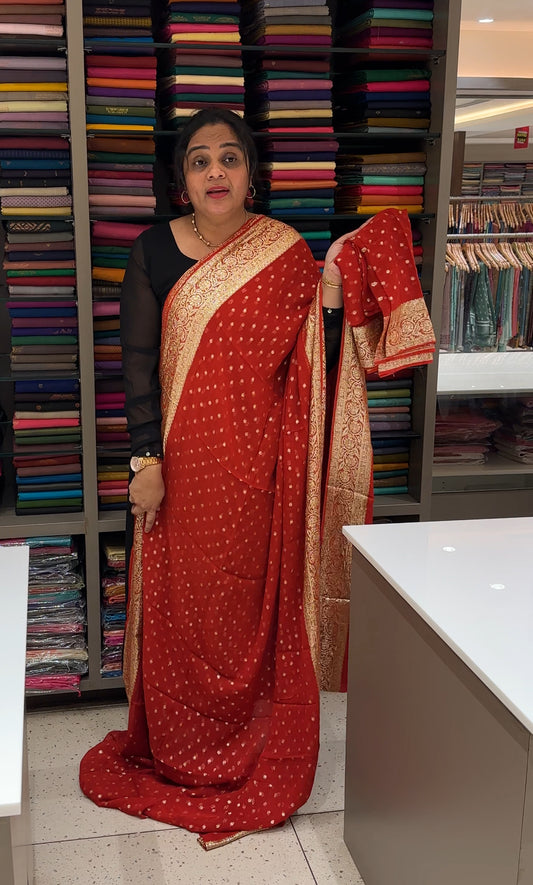 GEORGETTE BANARASI SAREES - IHA 27238