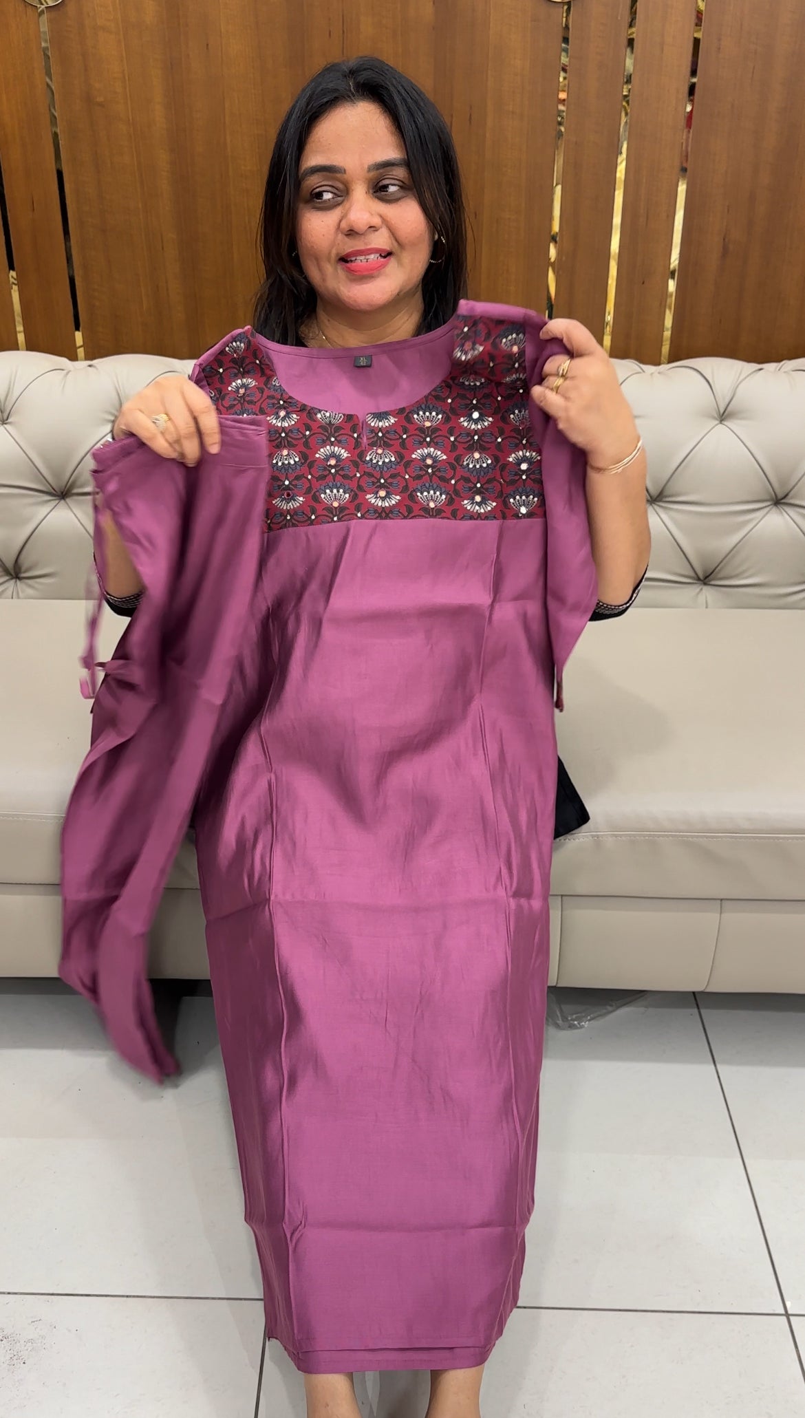 COTTON LONG SLITTED TOP AND BOTTOM - IHA 28344