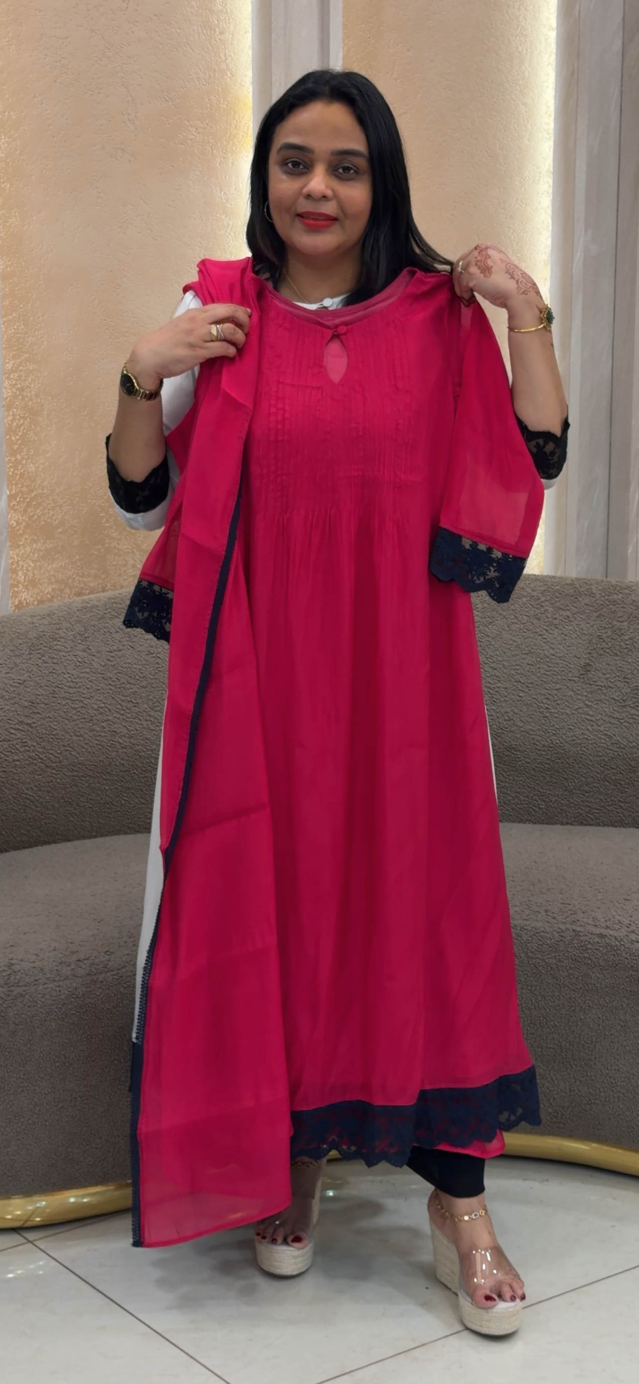 IHA'S IN-HOUSE MUL CHANDERI ALIEN TOP AND DUPATTA -  IHA 33756