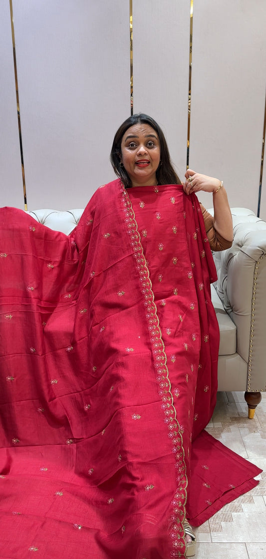 SEMI RAW SILK UNSTITCHED SALWAR SUITS - IHA 23082