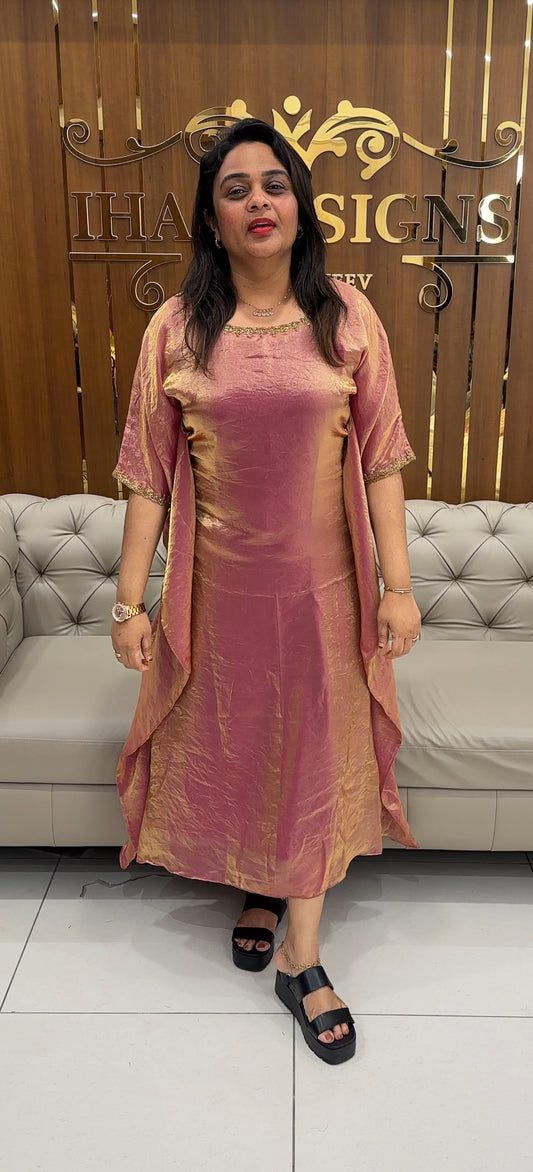 IHA'S IN-HOUSE VELVET ORGANZA KAFTAN TOPS - IHA 25275