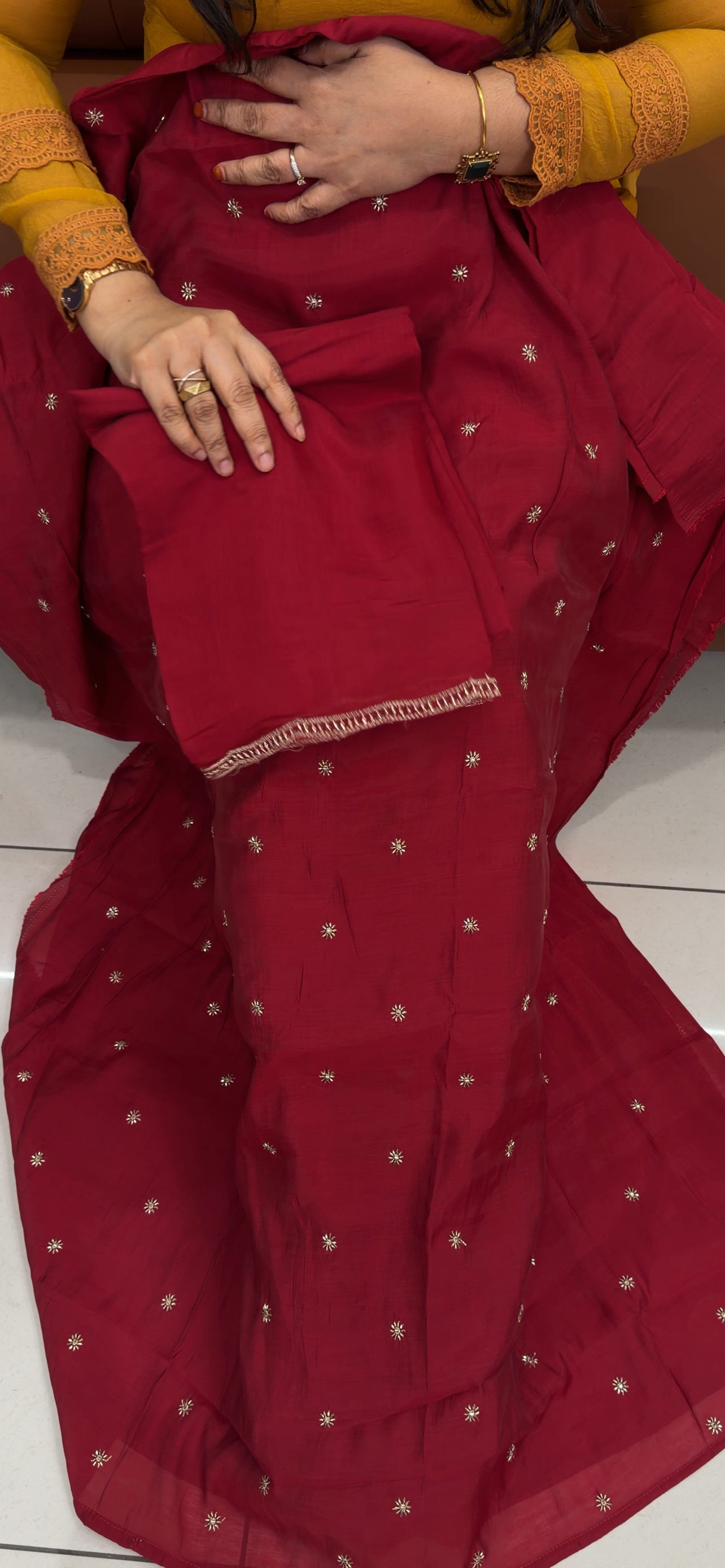MUL CHANDERI UNSTITCHED SALWAR SUITS - IHA 33483