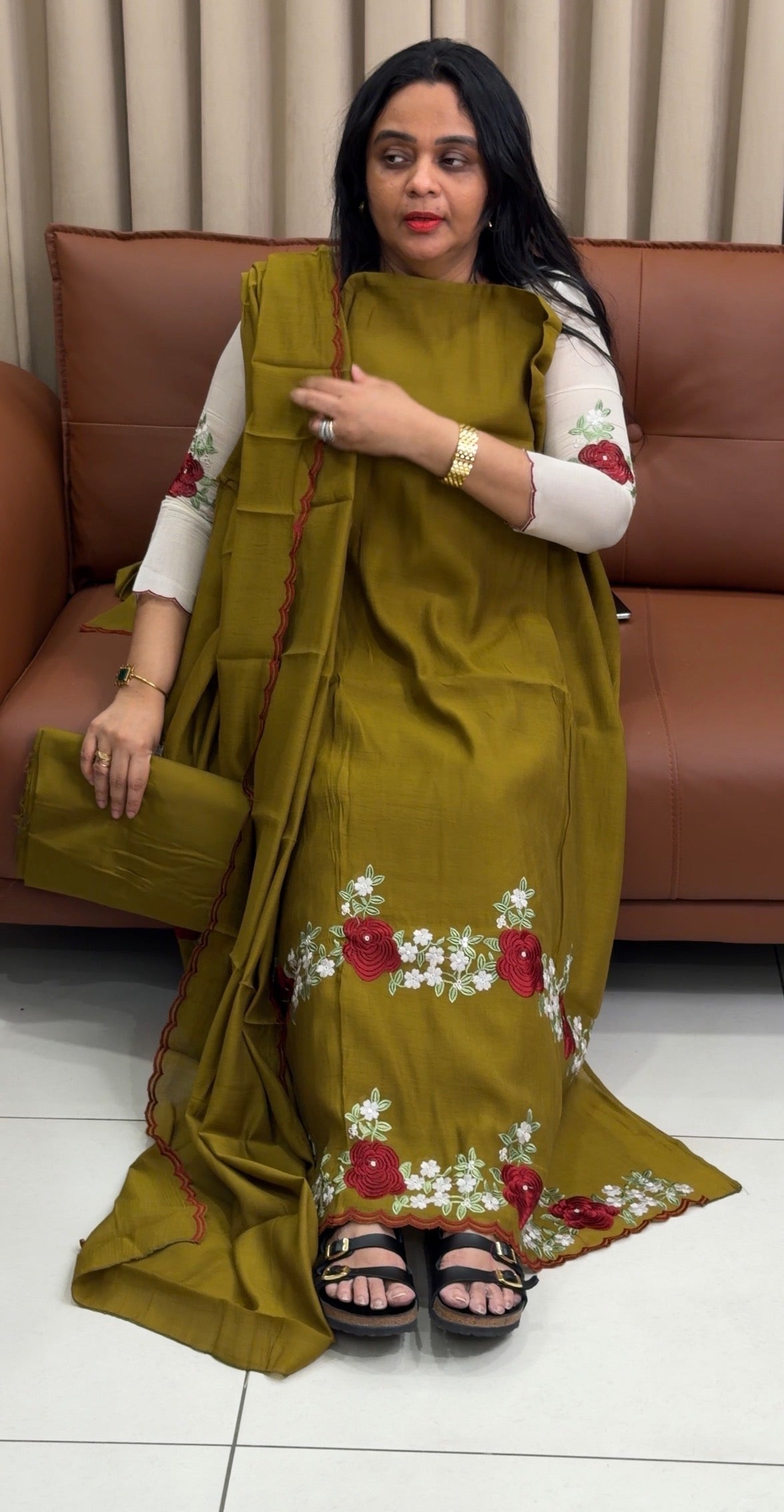 SILK LINEN UNSTITCHED SALWAR SUITS - IHA 36079