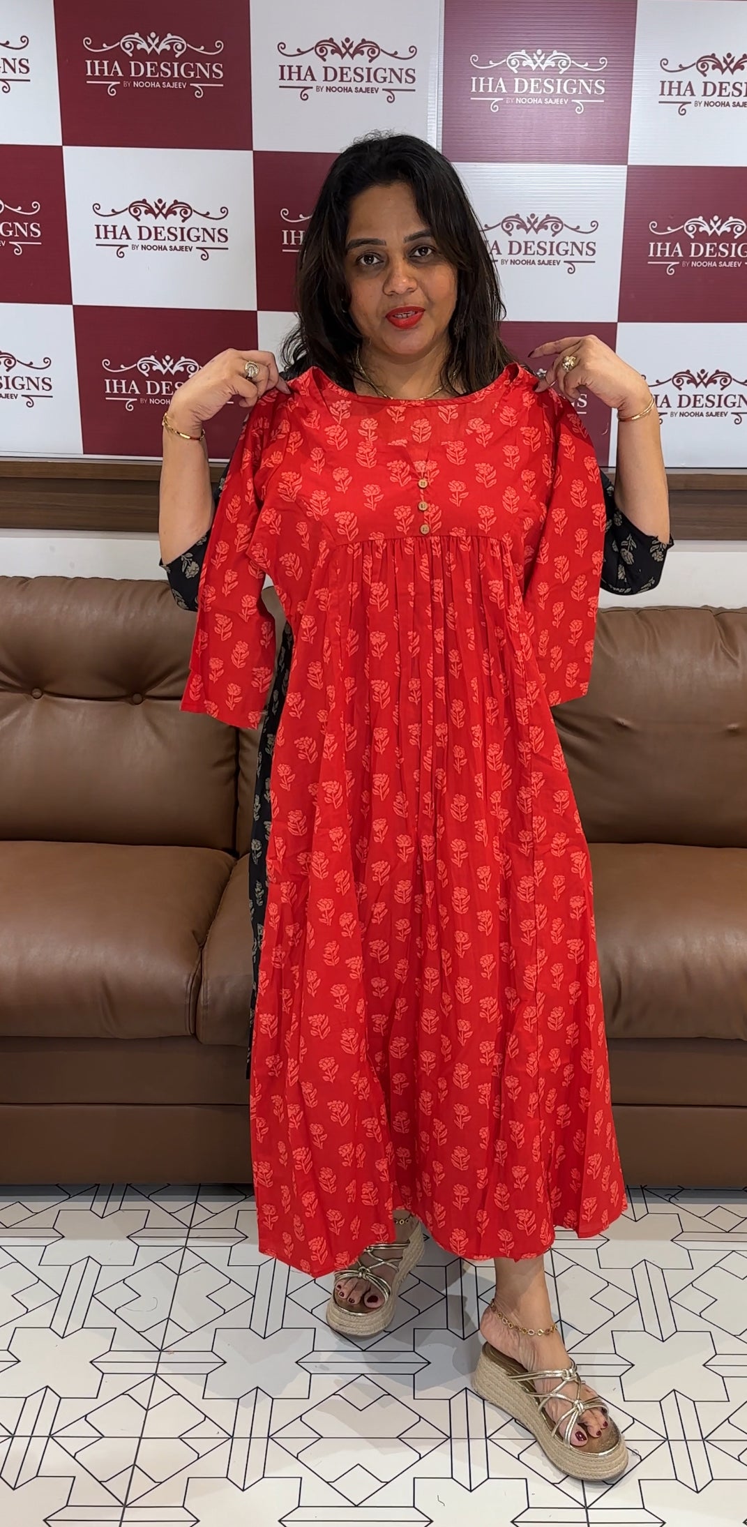 IHA'S IN-HOUSE COTTON PRINTED ALINE TOPS - IHA 27001