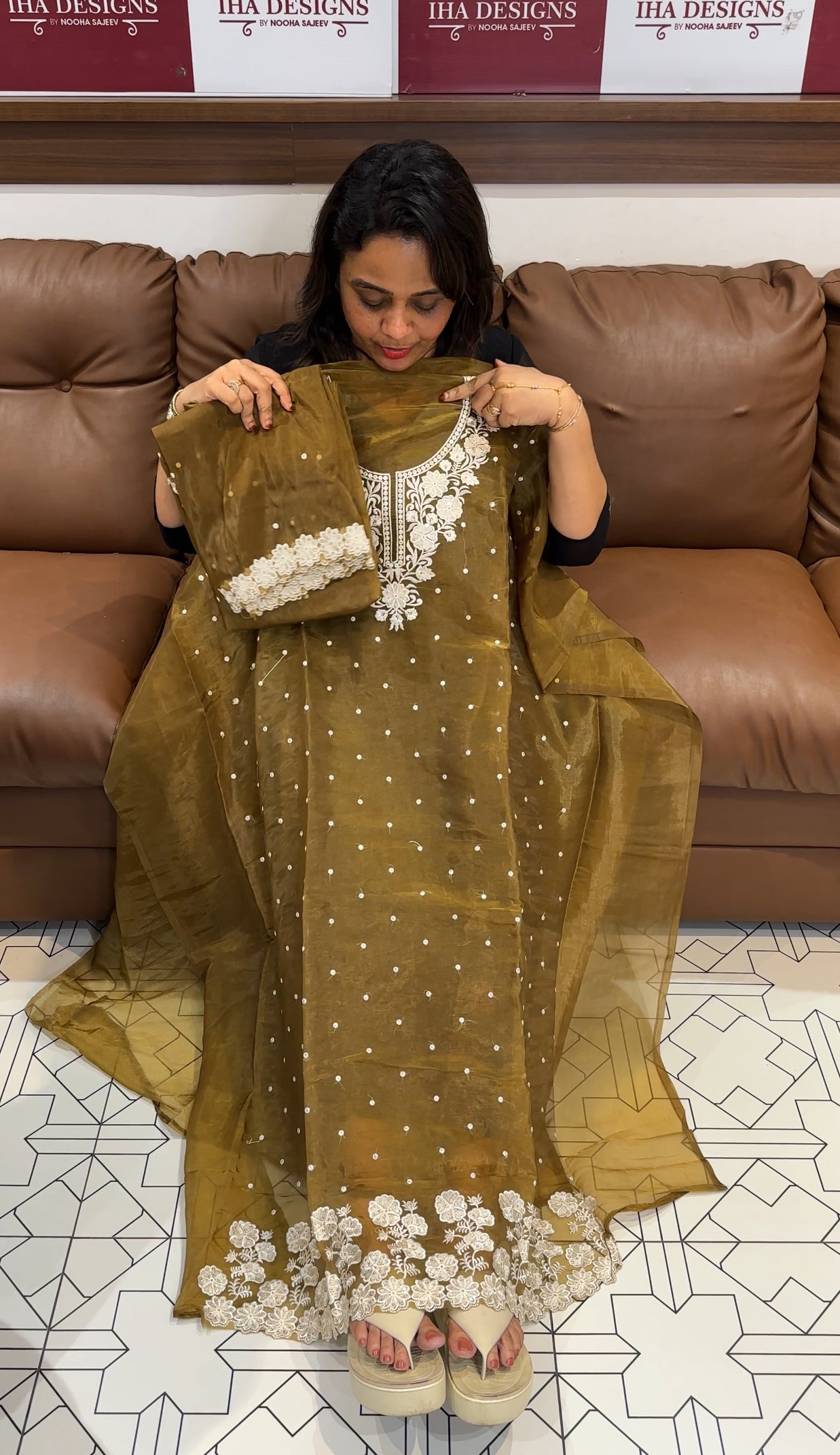 ORGANZA UNSTITCHED SALWAR SUITS - IHA 24814