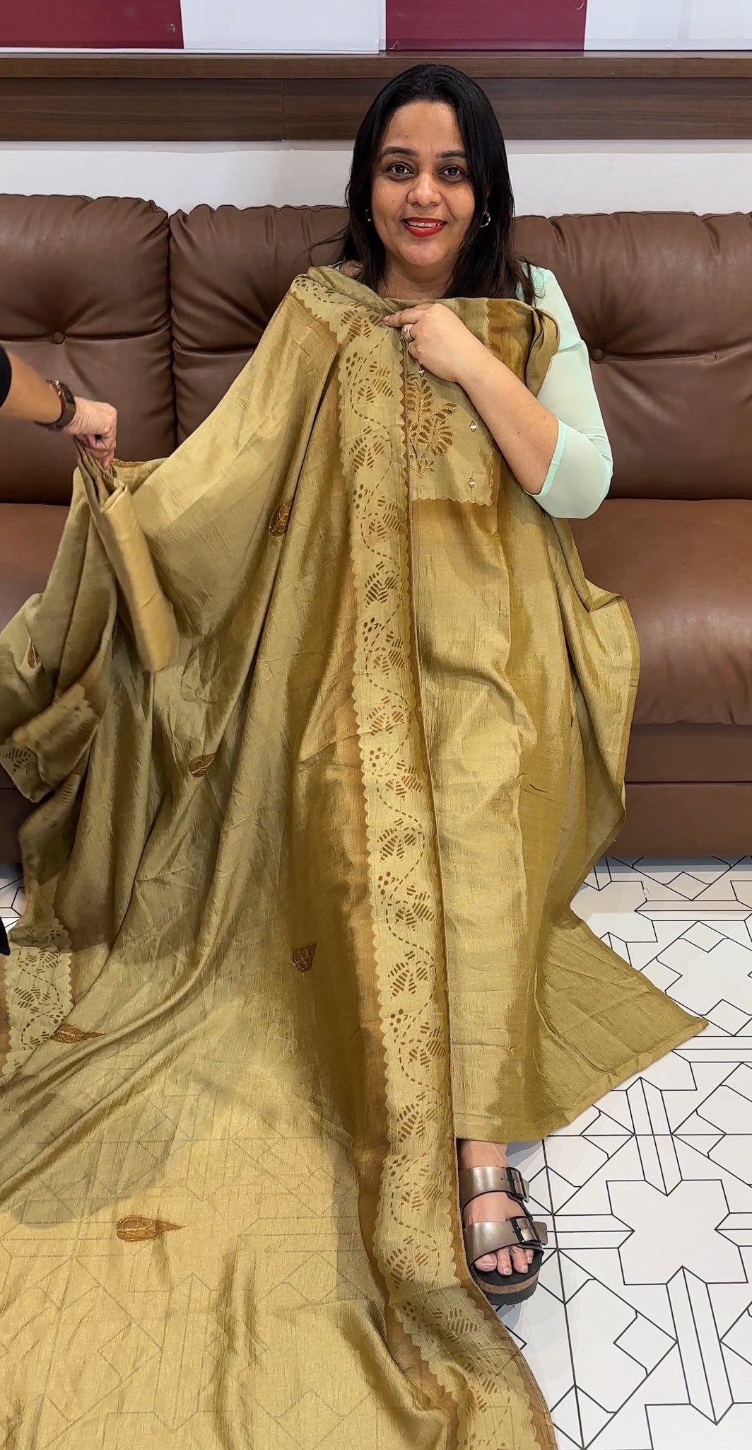 SEMI RAW SILK UNSTITCHED SALWAR SUITS - IHA 19350