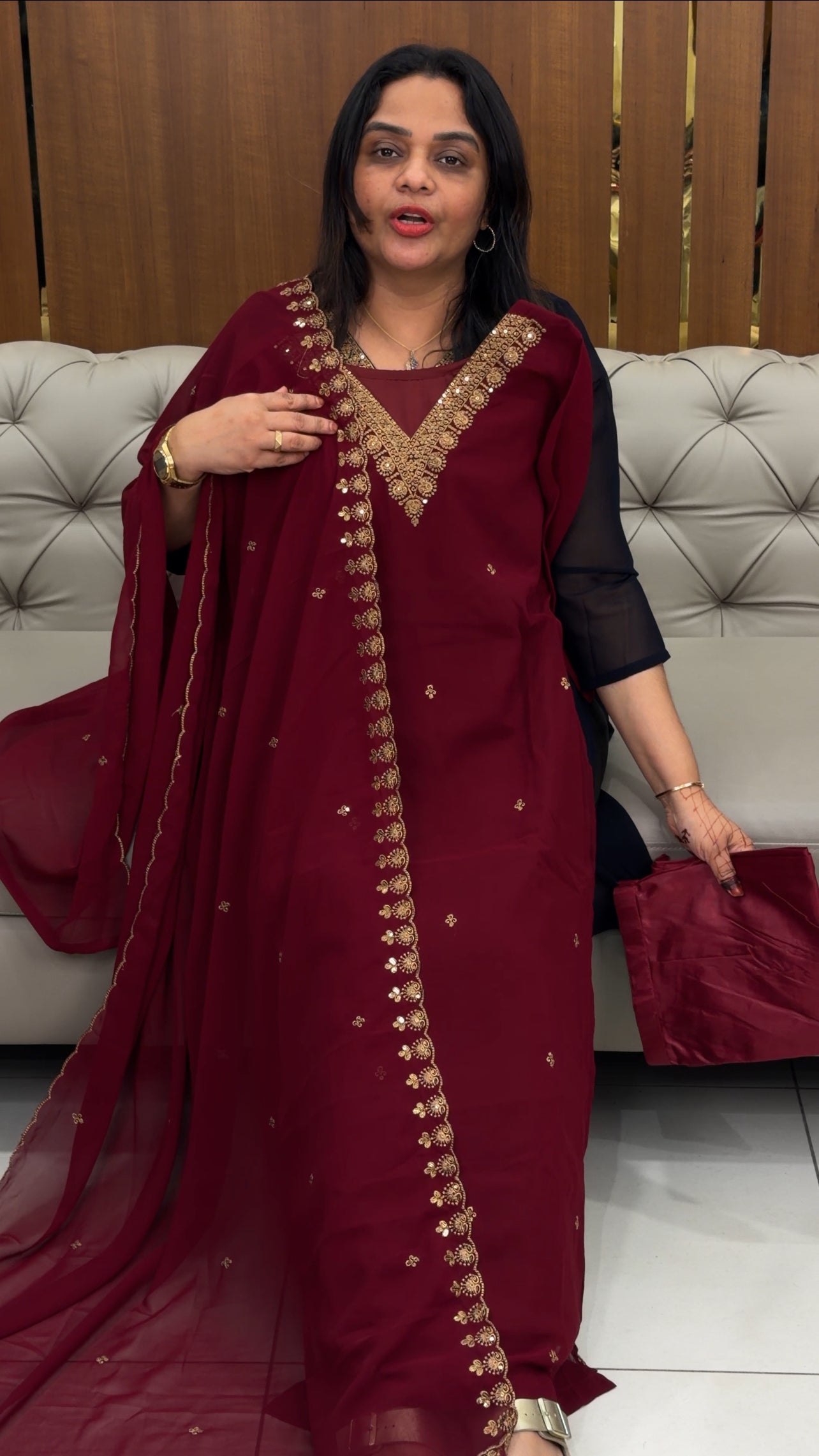 IHA'S IN-HOUSE GEORGETTE TOP,BOTTOM AND DUPATTA - IHA 30388