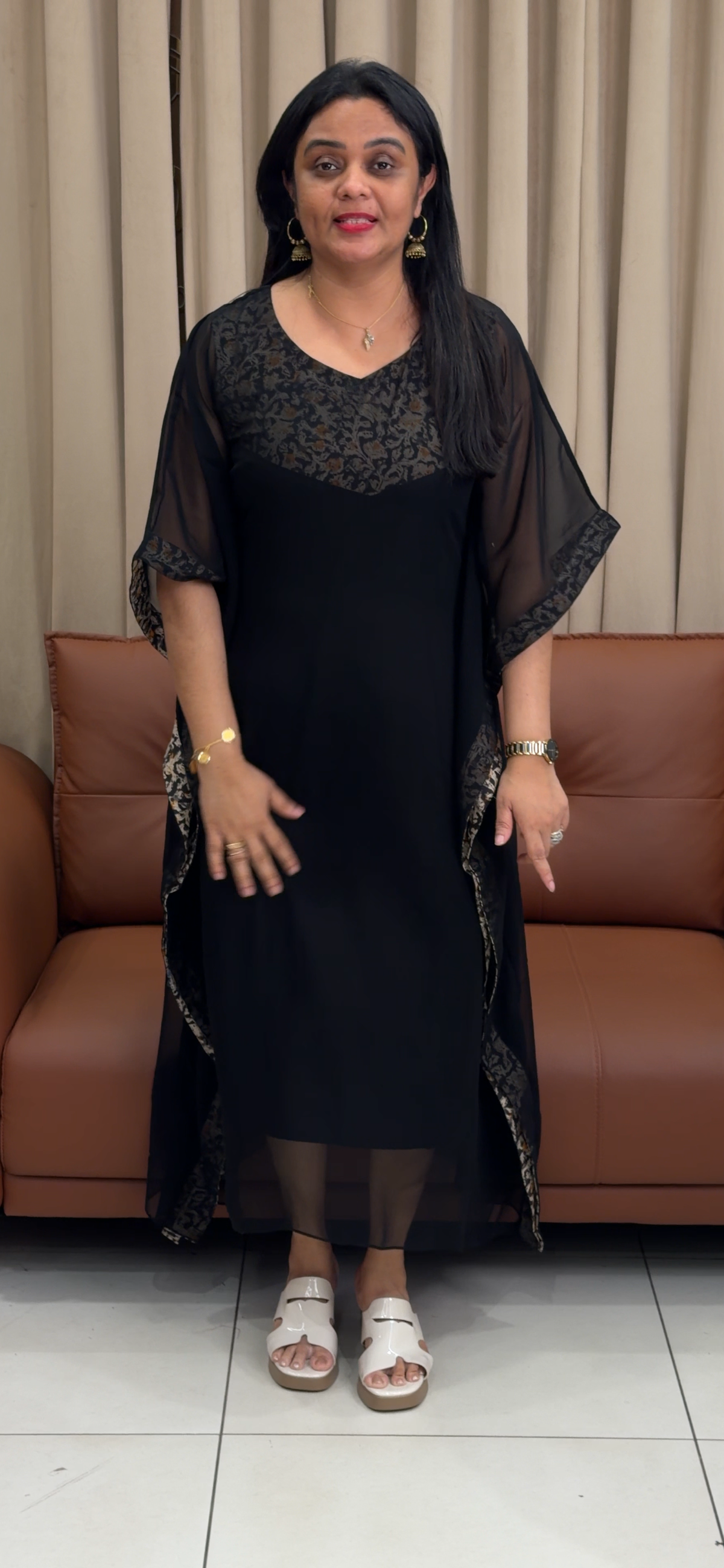 IHA'S IN-HOUSE GEORGETTE KAFTAN TOPS - IHA 35723