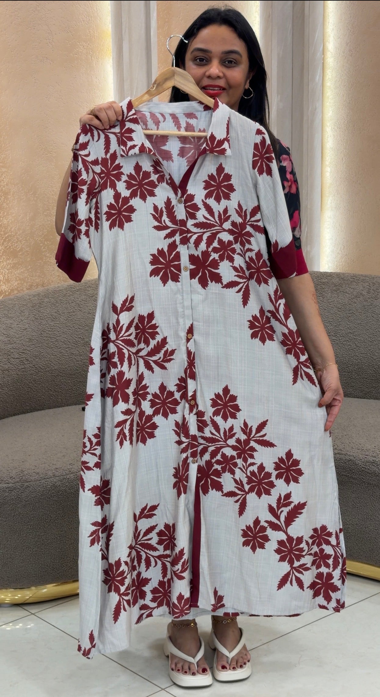 IHA'S IN-HOUSE PRINTED MUSLIN ALINE TOPS - IHA 33224