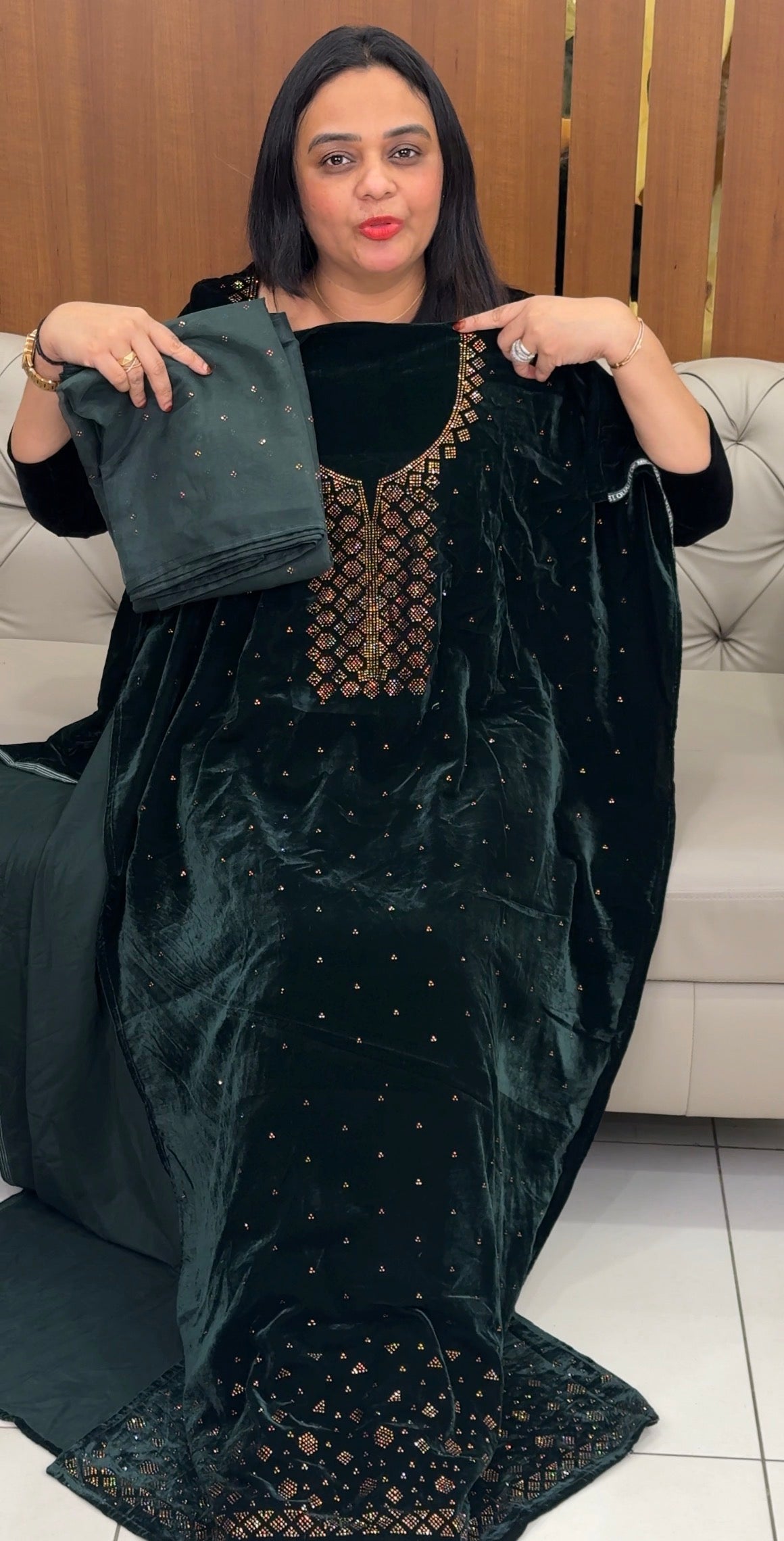 VELVET UNSTITCHED SALWAR SUITS - IHA 33215