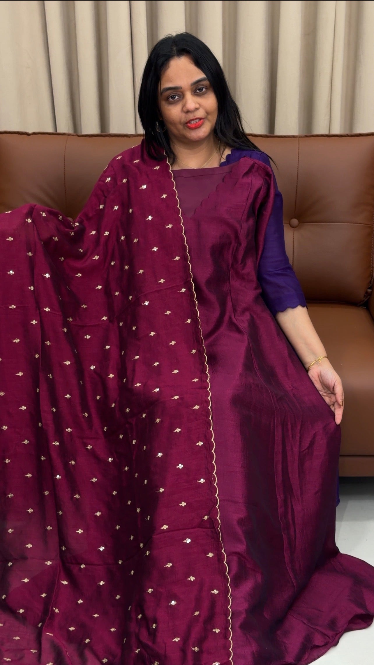 IHA'S IN-HOUSE SEMI RAW SILK SLITTED TOP AND DUPATTA - IHA 33426