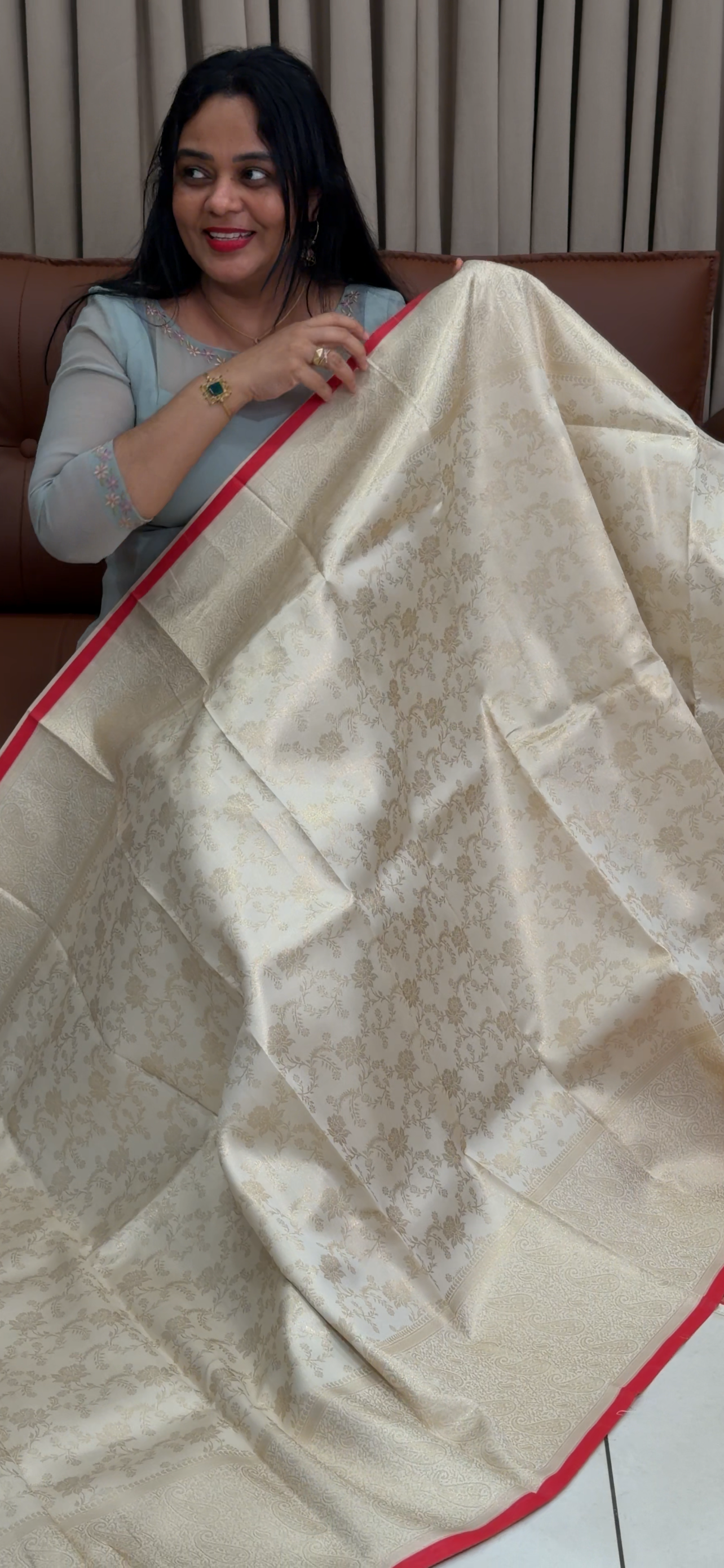 SEMI BROCADE ONAM SAREES - IHA 34523