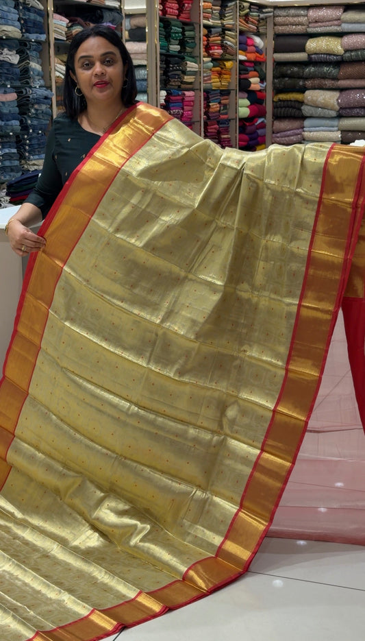SEMI TISSUE KANCHIPURAM SAREES - IHA 34329