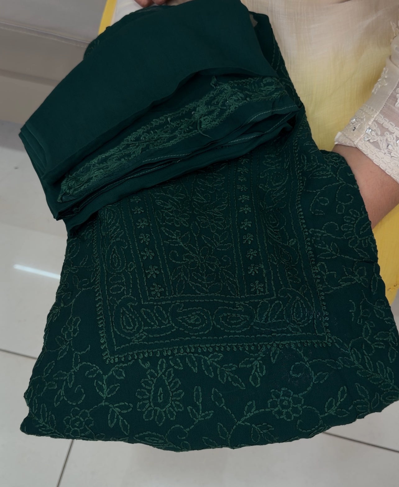 LUCKNOWI CHIKANKARI UNSTITCHED SALWAR SUITS - IHA 29111