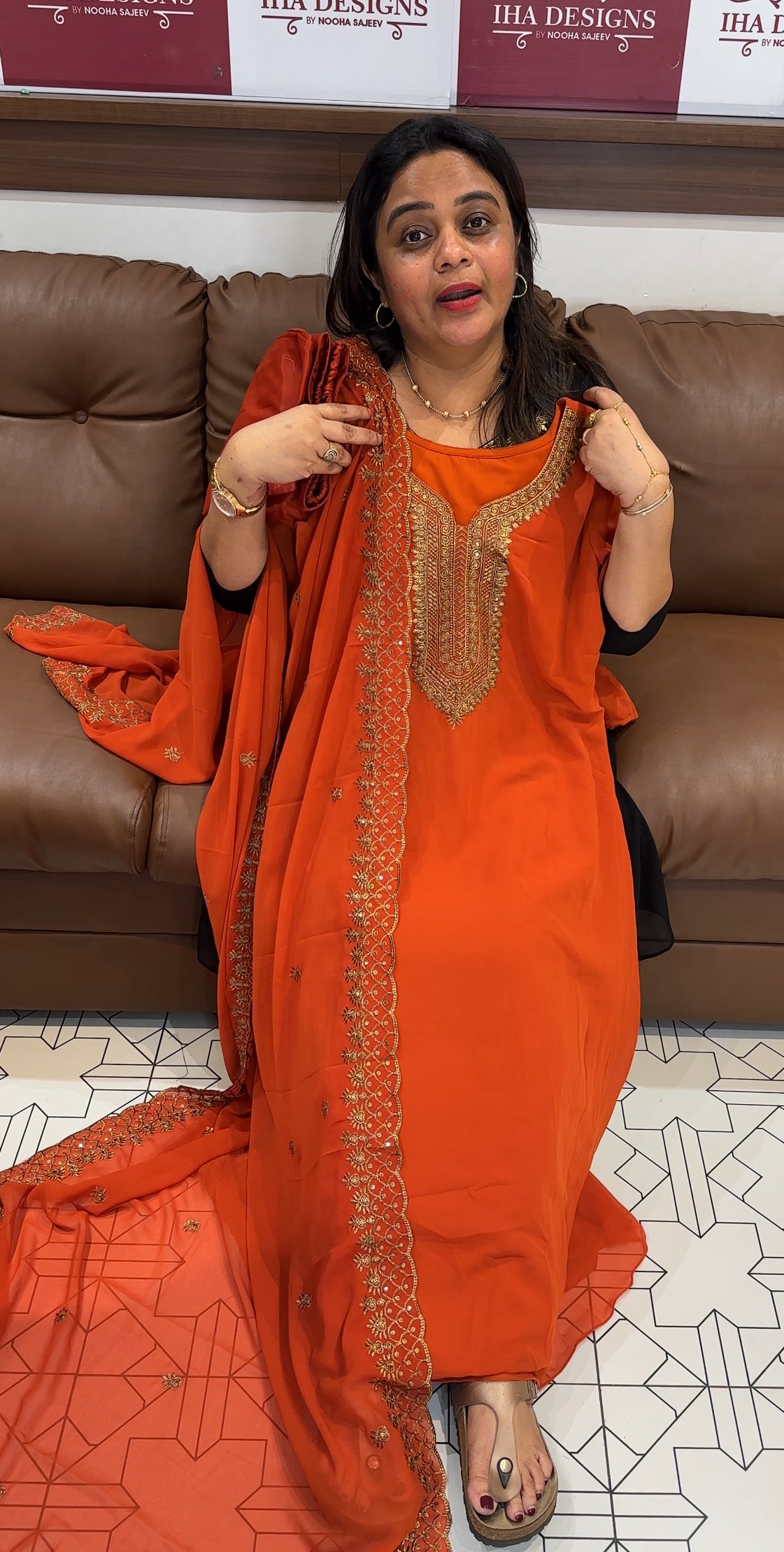 FORWARD GEORGETTE ALINE TOP ,BOTTOM AND DUPATTA - IHA 26593