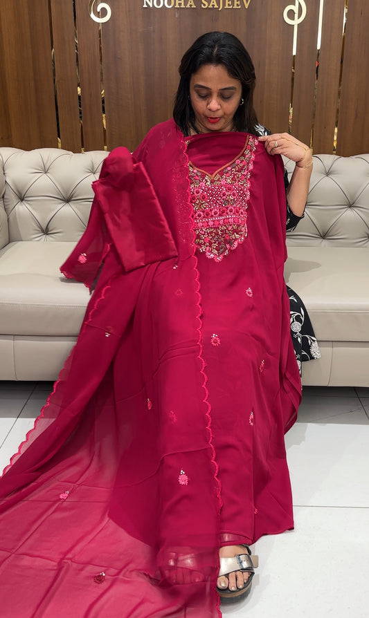FAUX GEORGETTE UNSTITCHED SALWAR SUITS - IHA 24331
