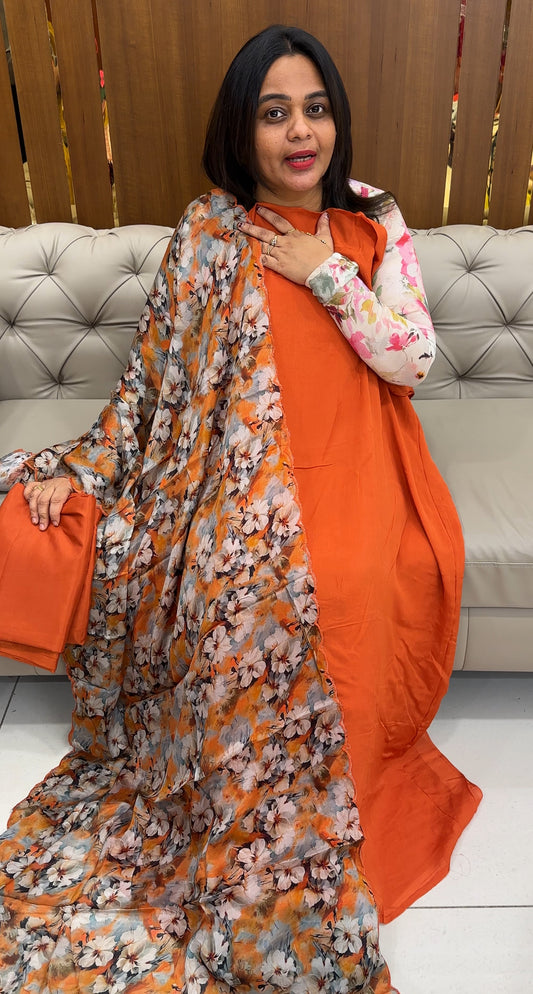 PLATINUM CHIFFON UNSTITCHED SALWAR SUITS - IHA 26077