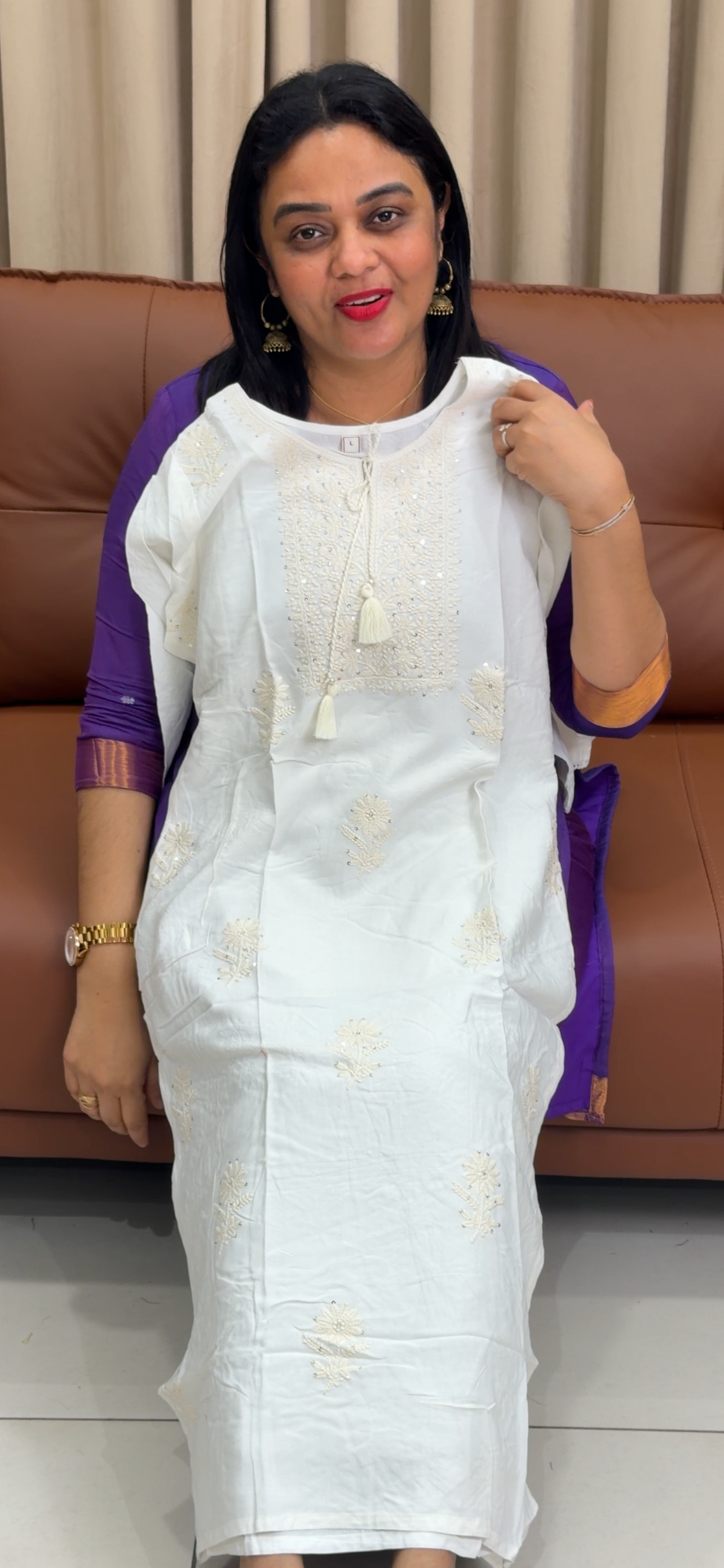 VISCOSE RAYON CHIKANKARI TOPS - IHA 33987