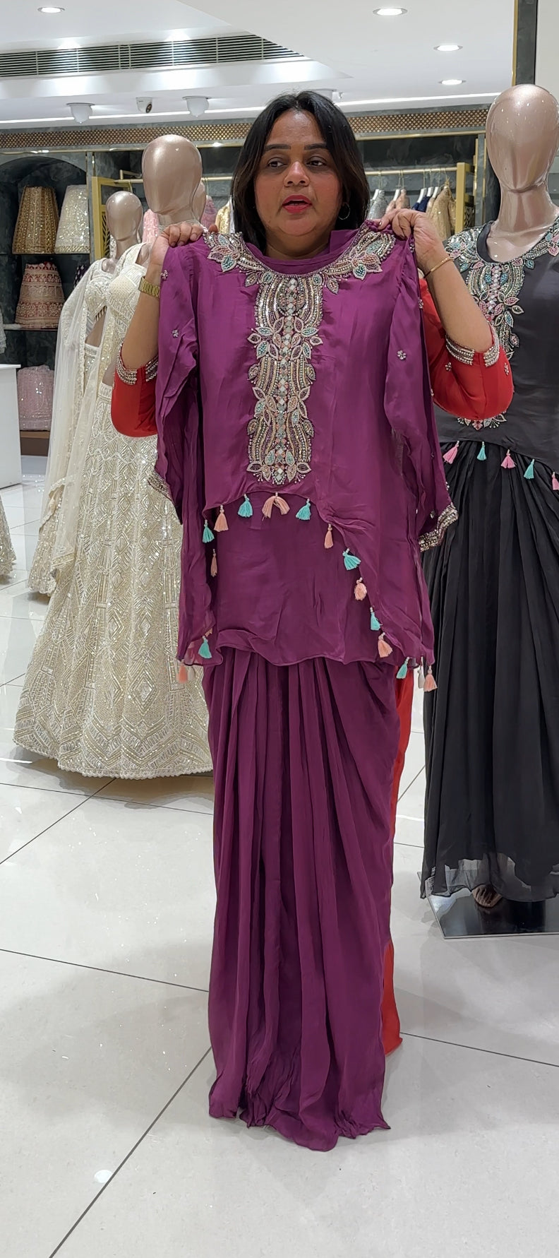 DRAPED GOWN AND JACKET- IHA 27009