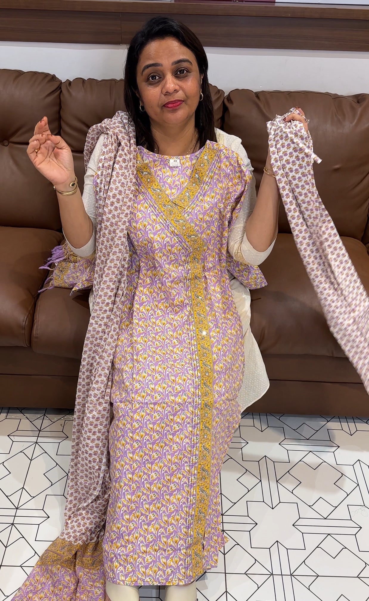 PRINTED LONG TOP, BOTTOM AND DUPATTA - IHA 24705