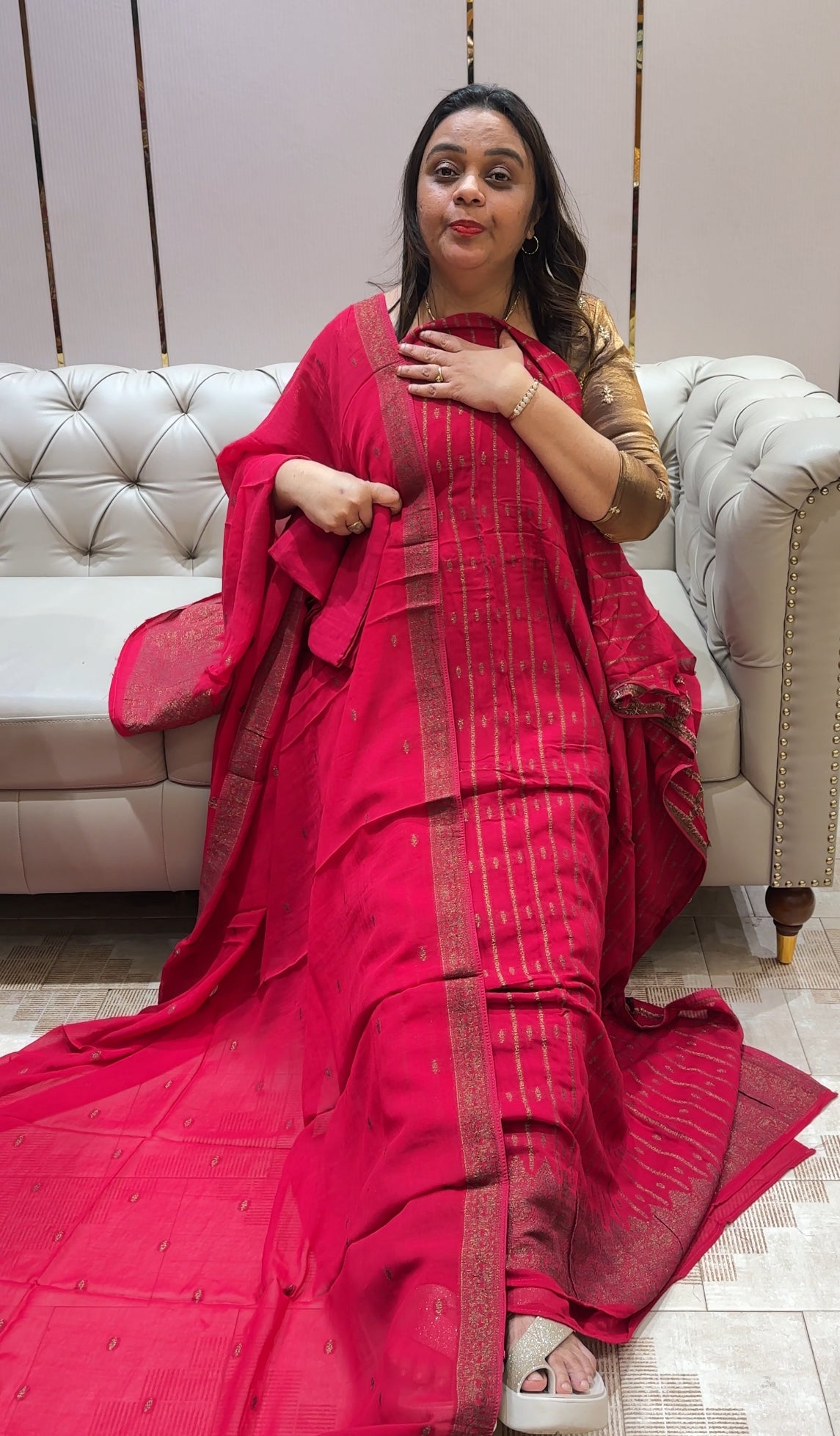 VISCOSE GEORGETTE UNSTITCHED SALWAR SUITS - IHA 22709