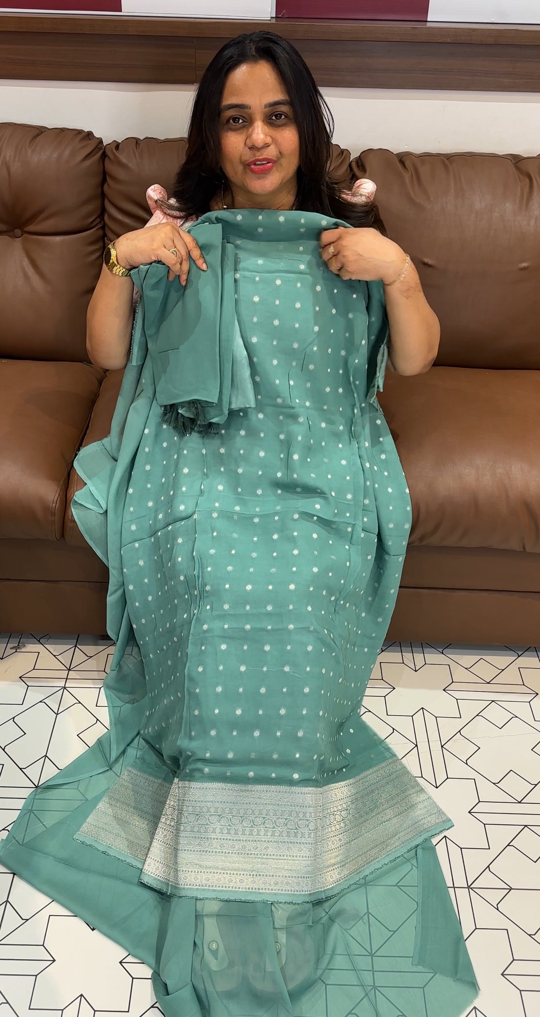 VISCOSE GEORGETTE BANARASI UNSTITCHED SALWAR SUITS - IHA 27715