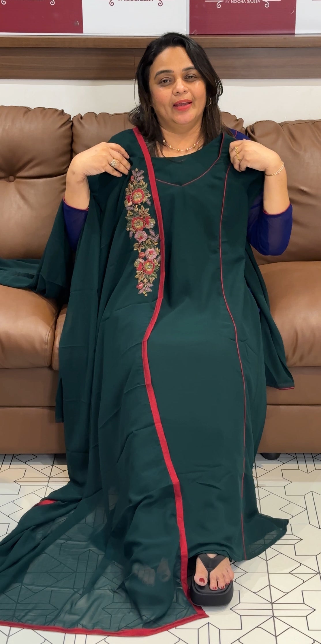 IHA'S IN-HOUSE GEORGETTE ALINE TOP AND DUPATTA - IHA 27874