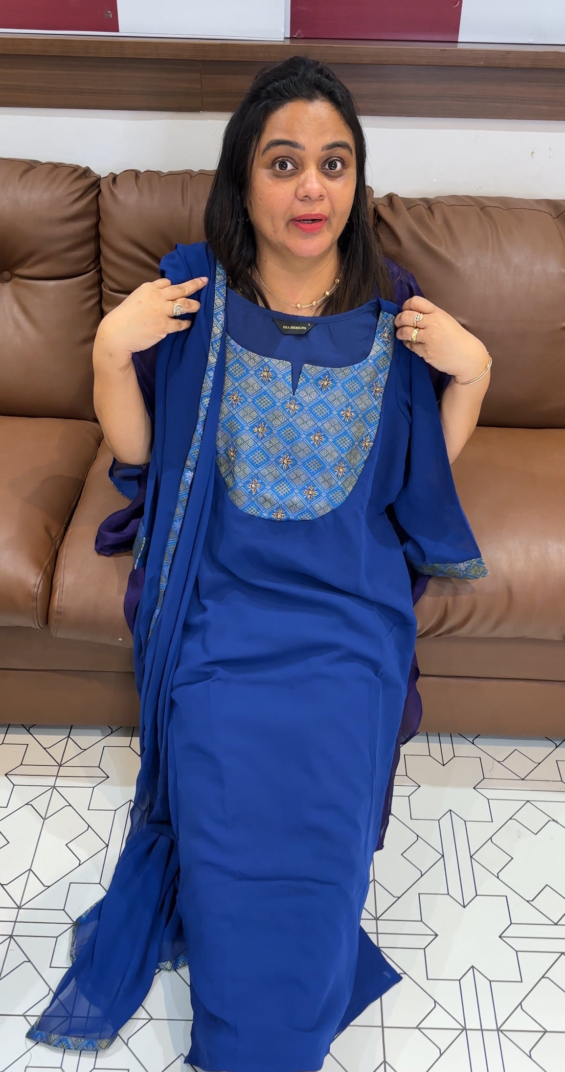 FAUX GEORGETTE TOP AND DUPATTA - IHA 28088