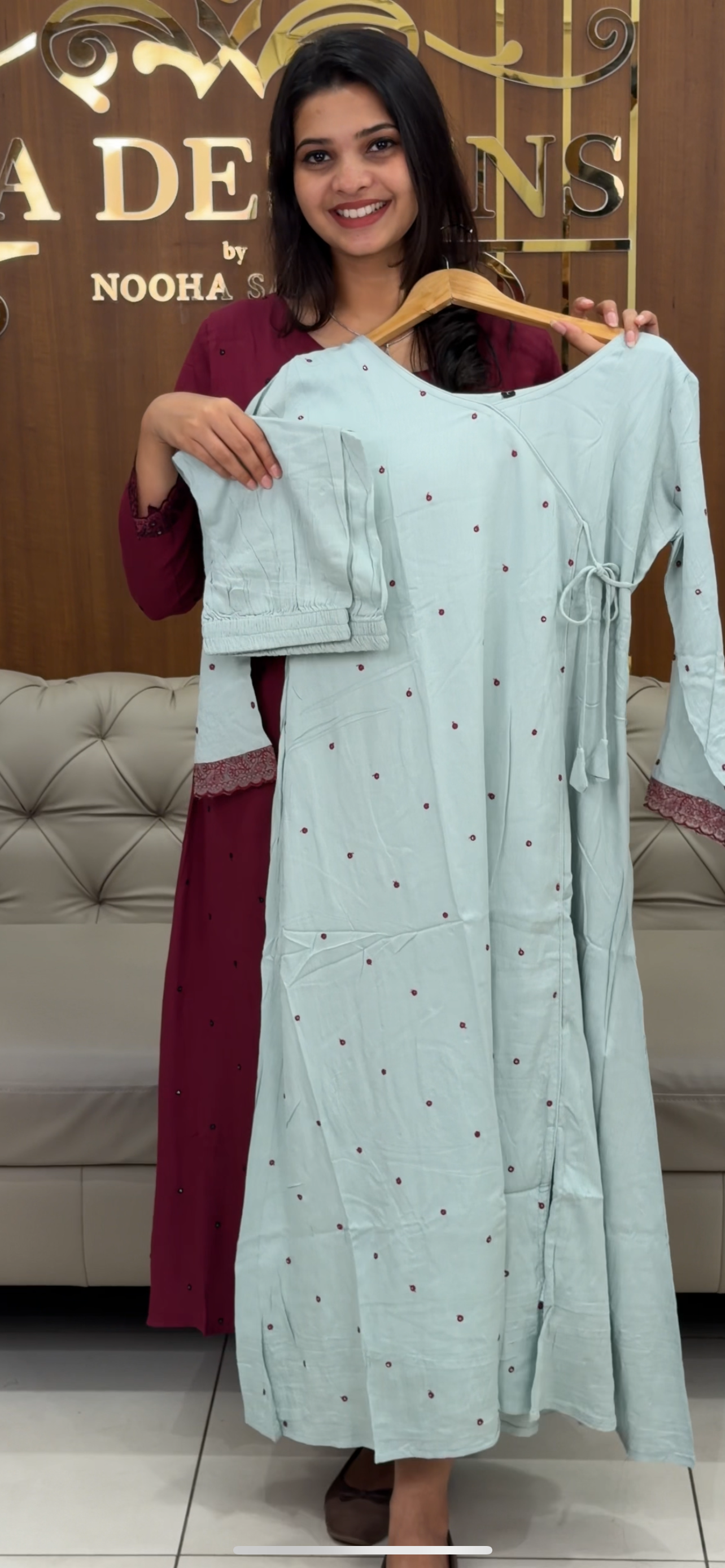 CRUSHED RAYON LONG TOP AND BOTTOM - IHA 30793