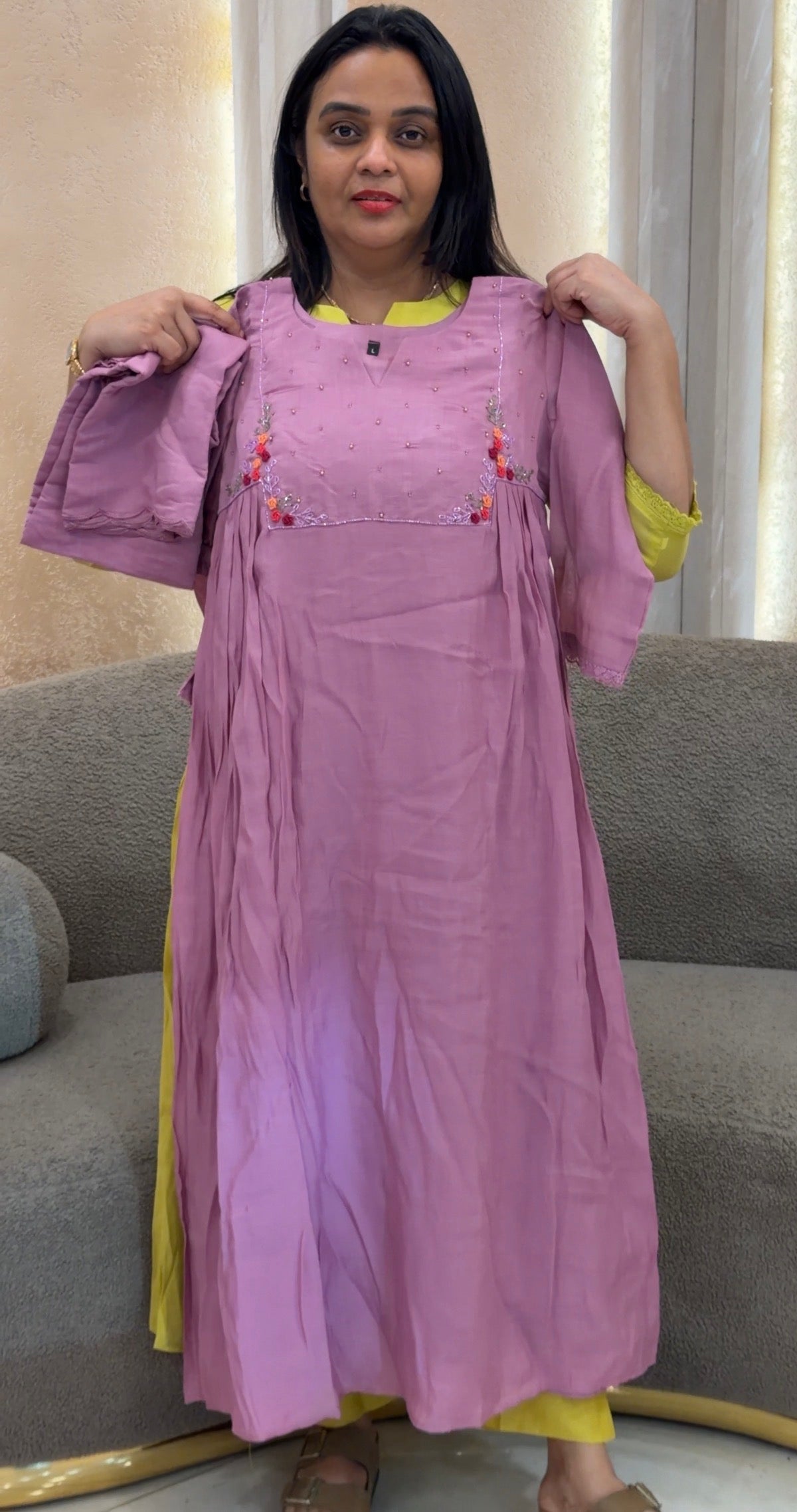 MALAI CHANDERI TOP,BOTTOM AND DUPATTA - IHA 32489