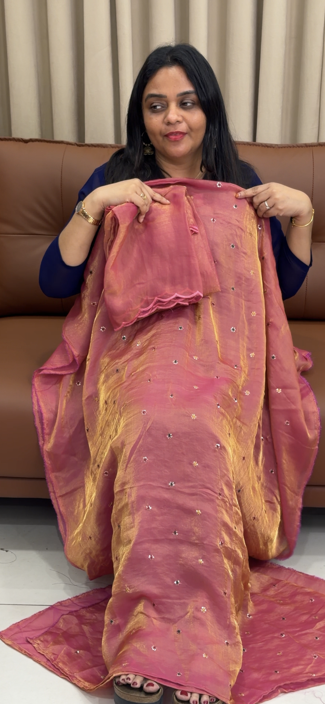 VELVET ORGANZA UNSTITCHED SALWAR SUITS - IHA 33655