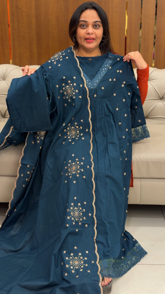 MULCOTTON ALINE TOP,BOTTOM AND DUPATTA - IHA 28706