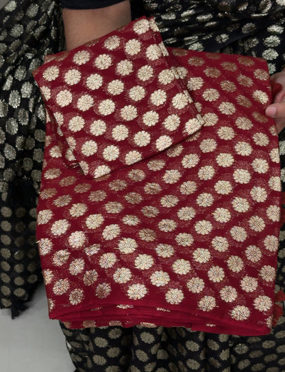 GEORGETTE BANARASI SAREES - IHA  28948