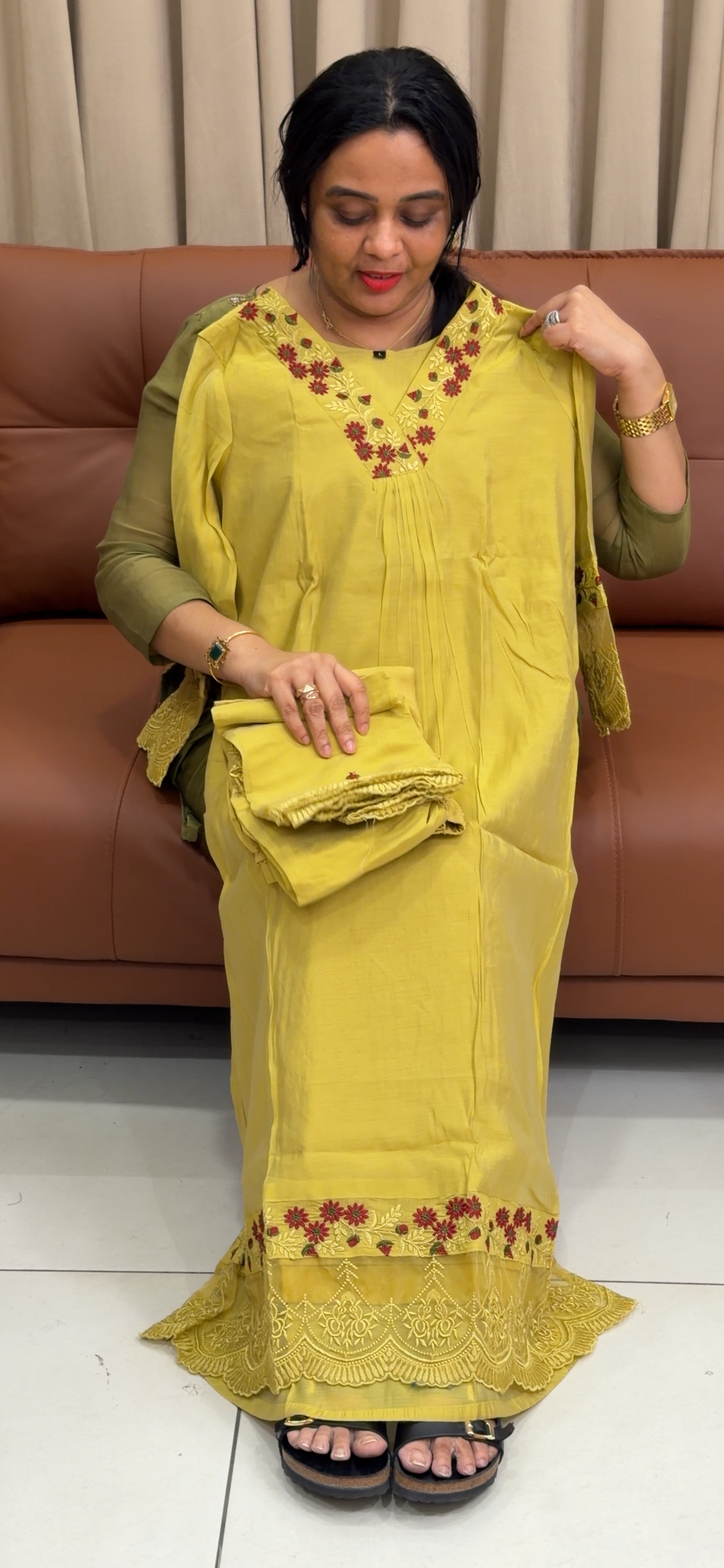 MUL CHANDERI TOP, BOTTOM AND DUPATTA - IHA 35373