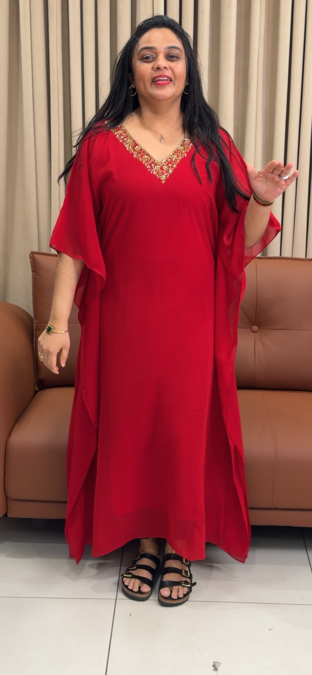 IHA'S IN-HOUSE FAUX GEORGETTE KAFTAN TOPS - IHA 35855