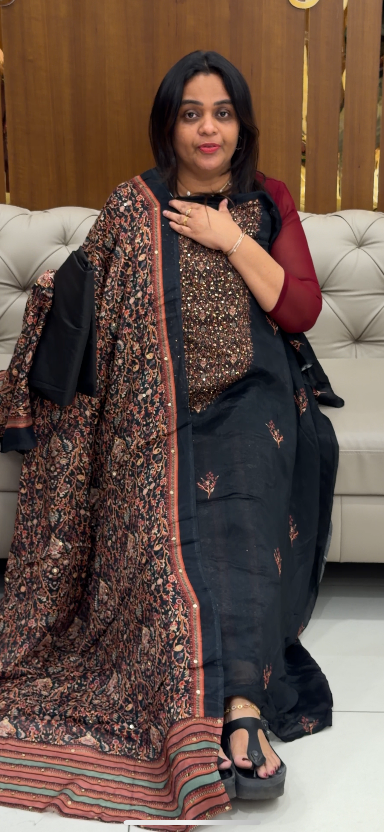 PRINTED CRAPE UNSTITCHED SALWAR SUITS - IHA 28715