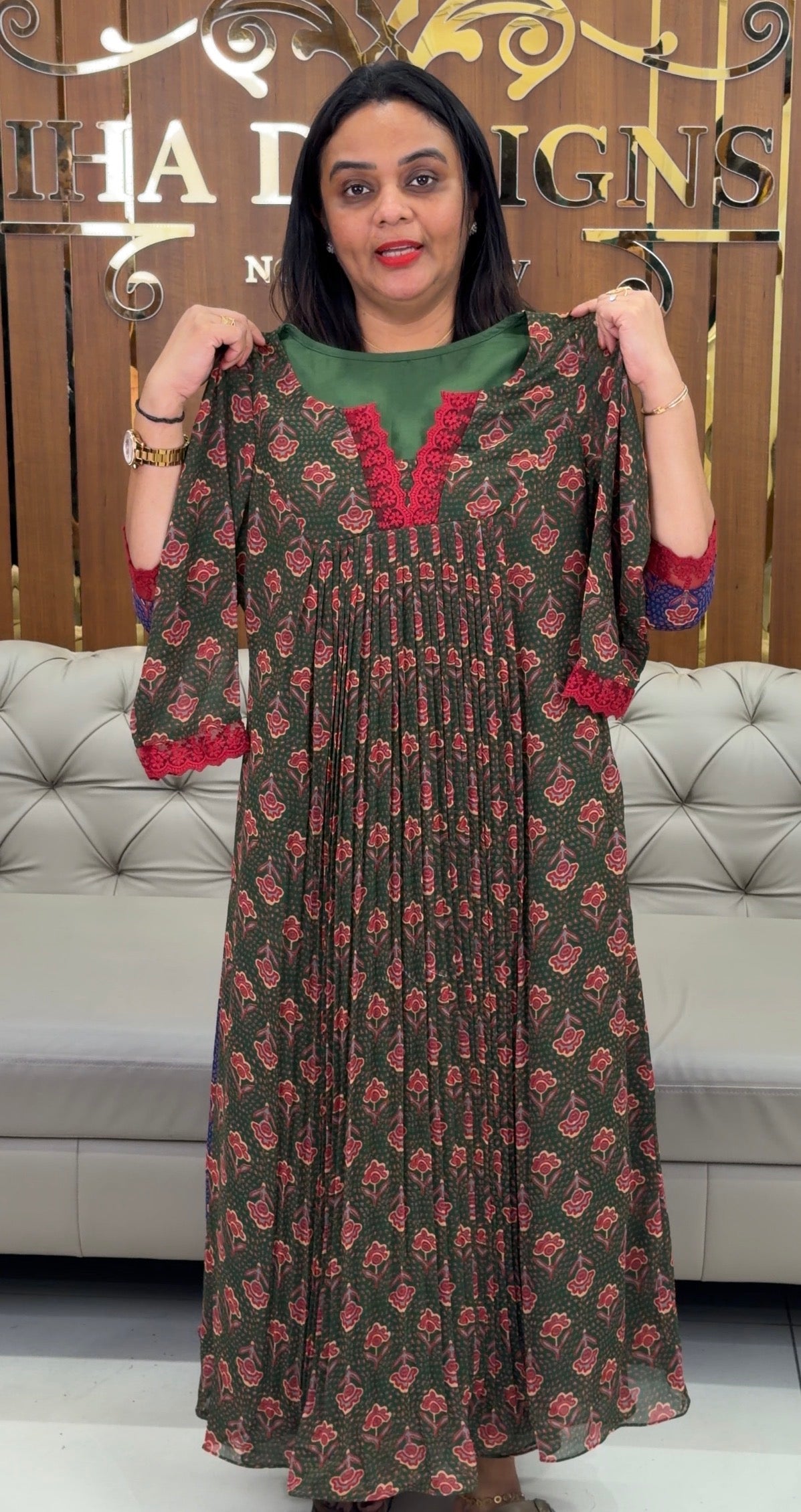 IHA'S IN-HOUSE PRINTED GEORGETTE ALINE TOPS - IHA 32347