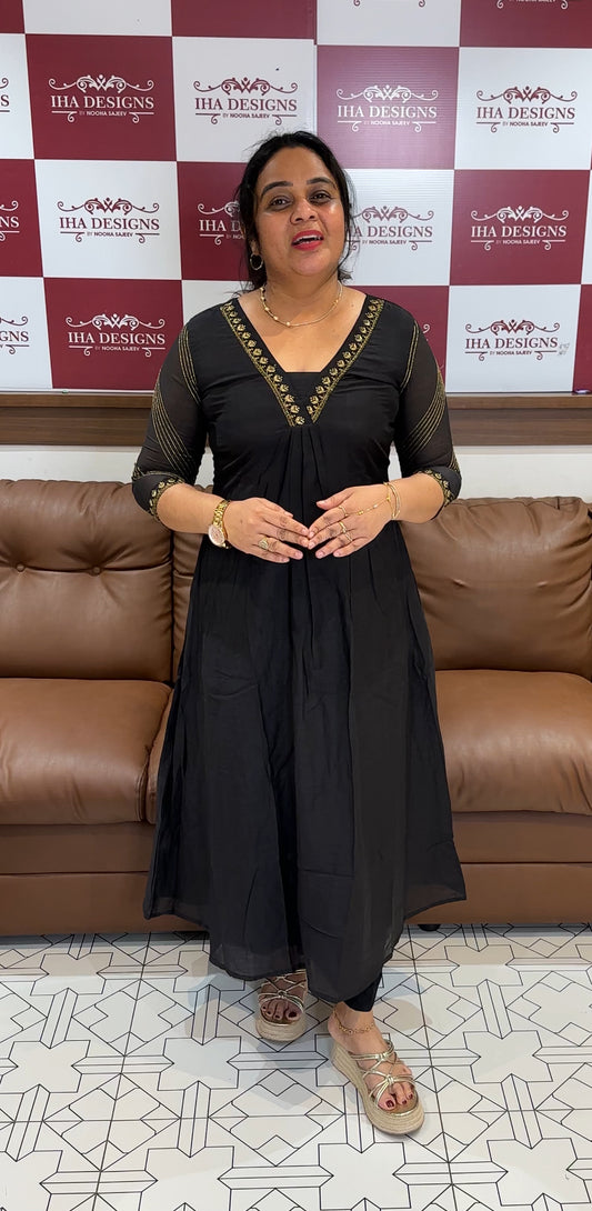 MALAI CHANDERI HAND WORKED ALINE TOPS - IHA 26566