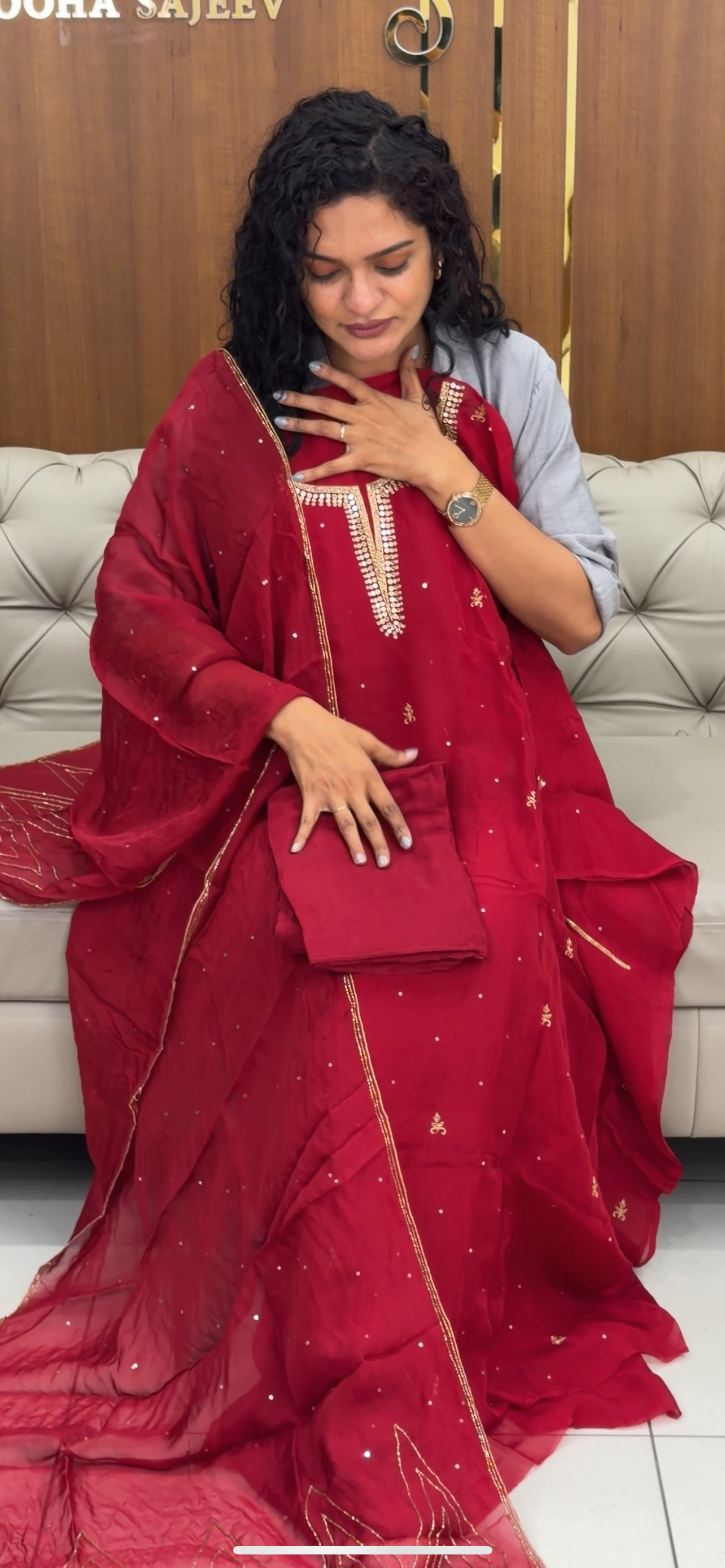 HANDWORKED UNSTITCHED SALWAR SUITS - IHA 29372