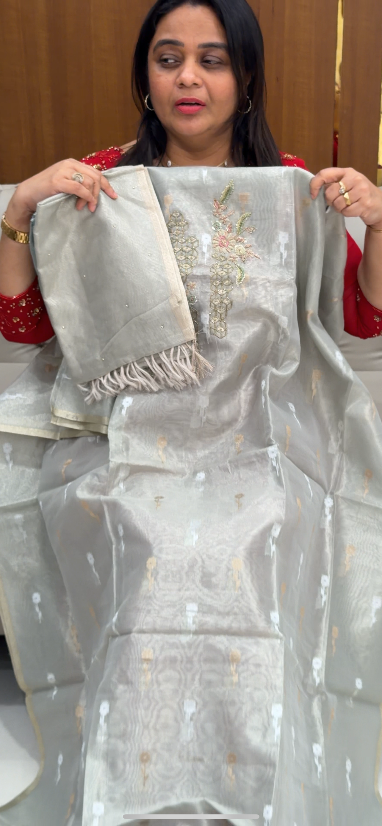 TISSUE UNSTITCHED SALWAR SUITS - IHA 28750