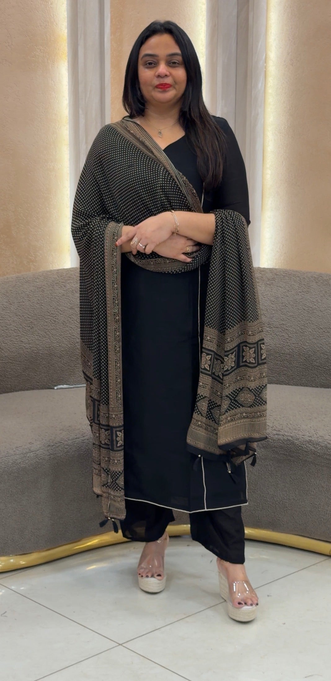 IHA'S IN-HOUSE SEMI RAW SILK TOP ,BOTTOM AND DUPATTA - IHA 33730