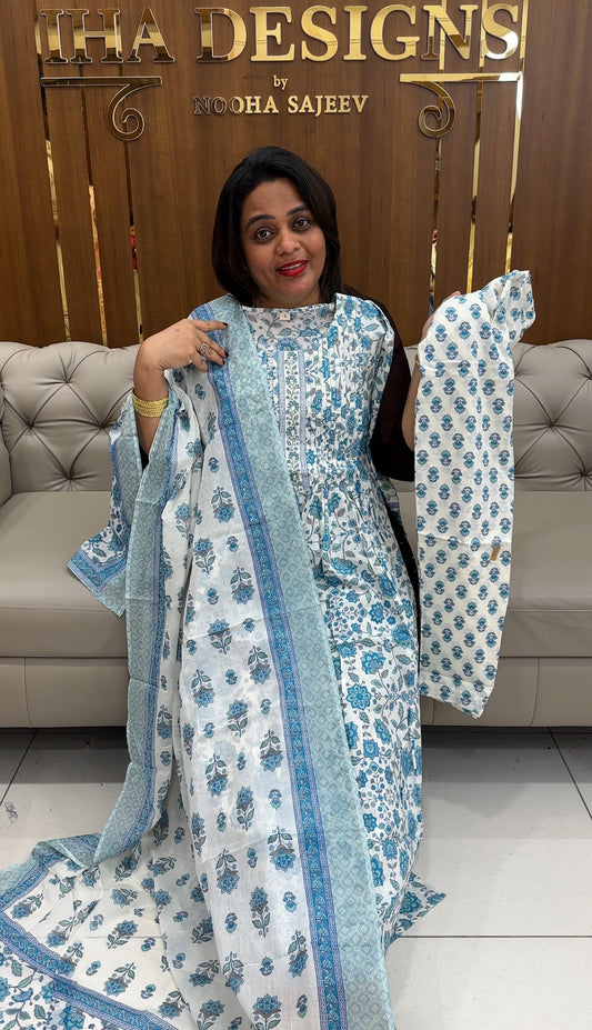 PRINTED COTTON LONG A-LINE TOPS - IHA 25630