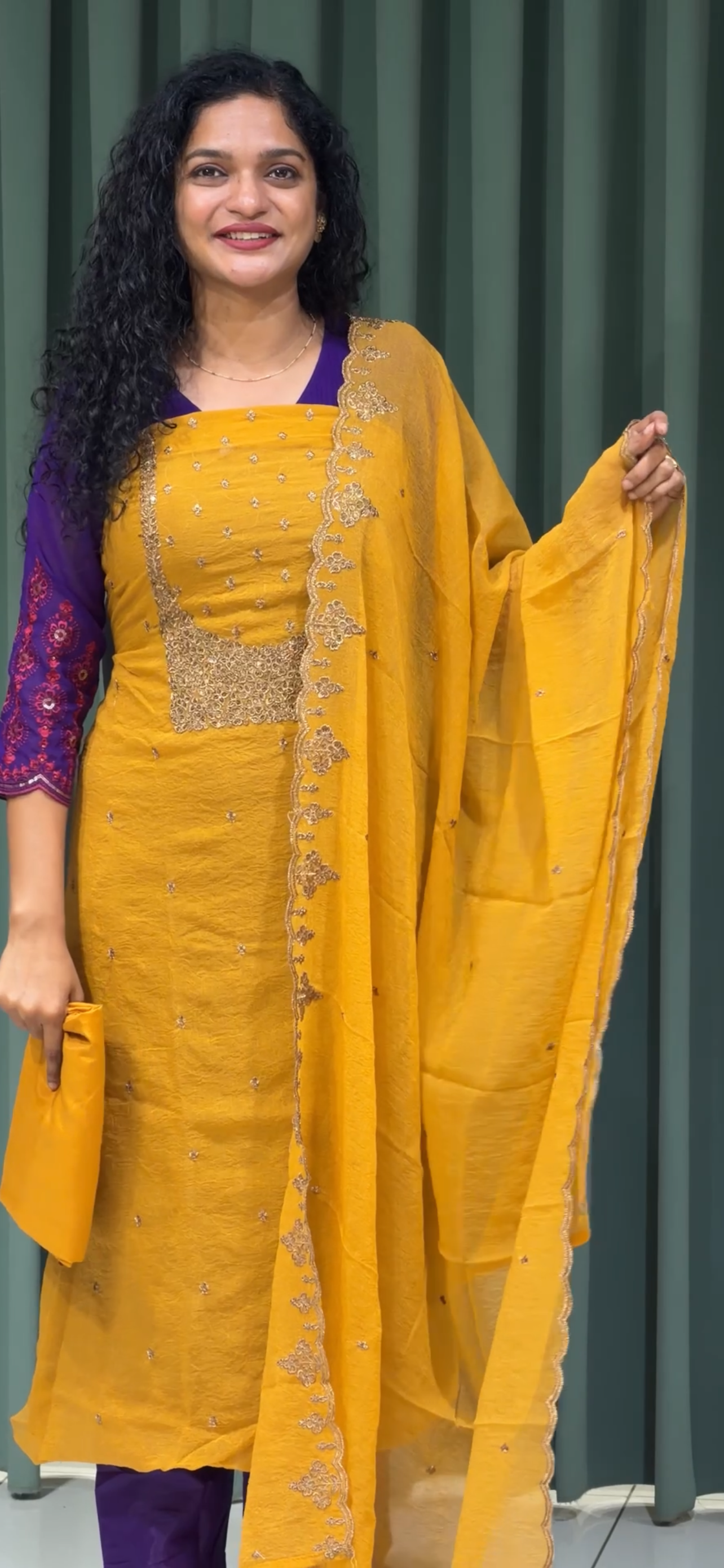 CRUSHED ORGANZA UNSTITCHED SALWAR SUITS - IHA 33712