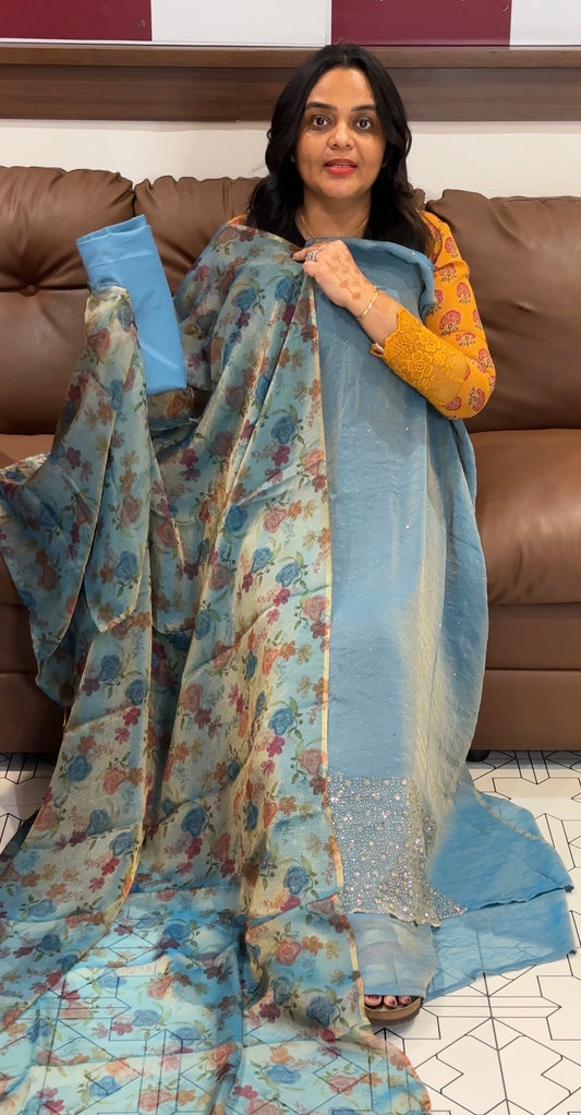 HAND WORKED UNSTITCHED SALWAR SUITS - IHA 31795